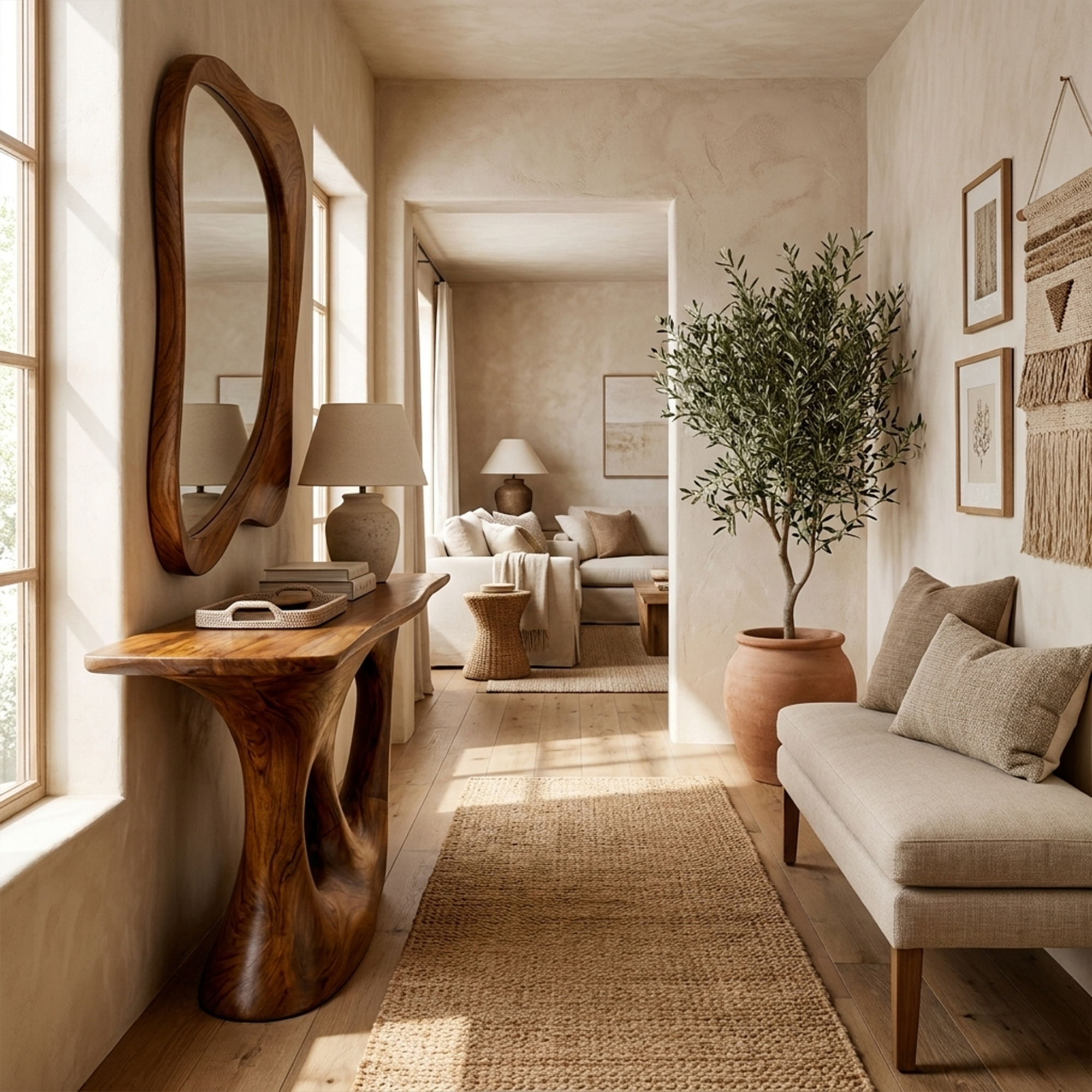 Rustic Solid Wood Console Table Living Room