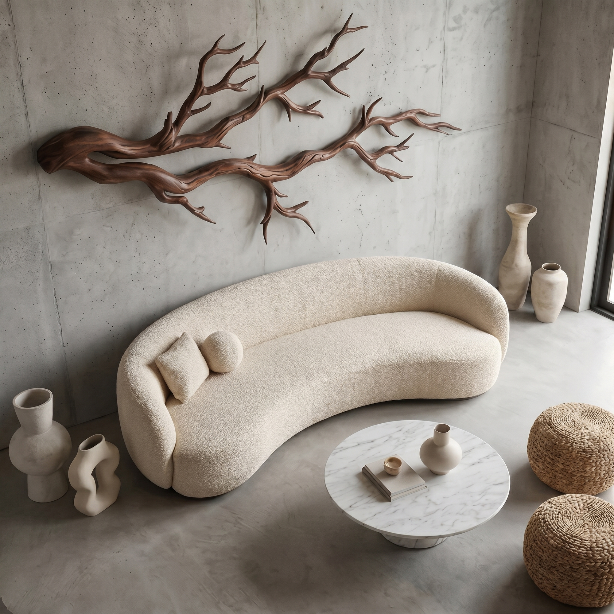 Twisted Branch Solid Wood Wall Sculpture Organic Modern Decor