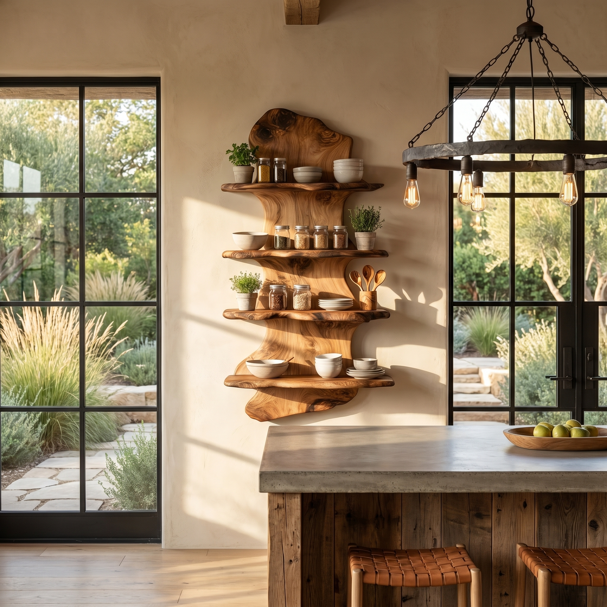 Handcrafted Floating Shelf Sculptural Tree Design For Home Decor