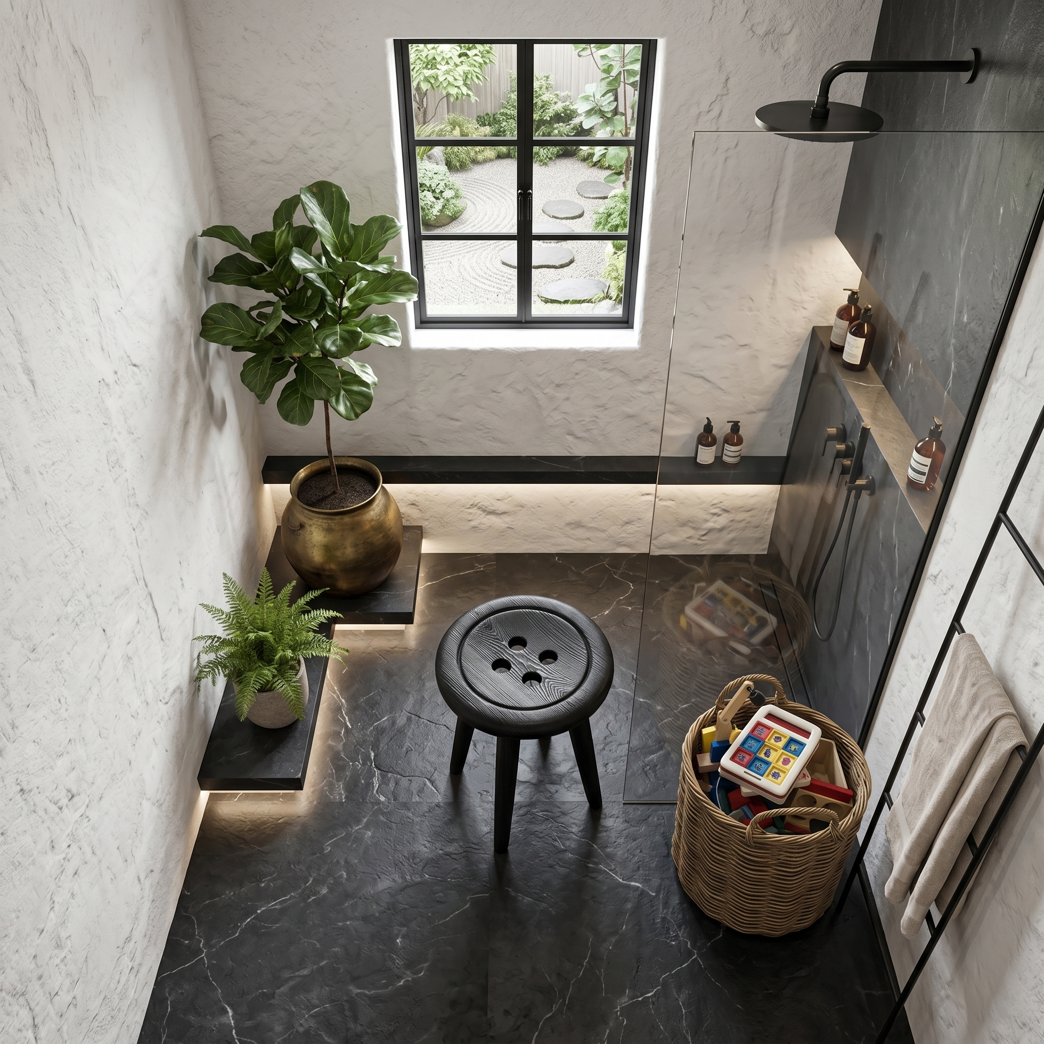 Modern Organic Shower Stool With Handcrafted Wood Design For Bathroom
