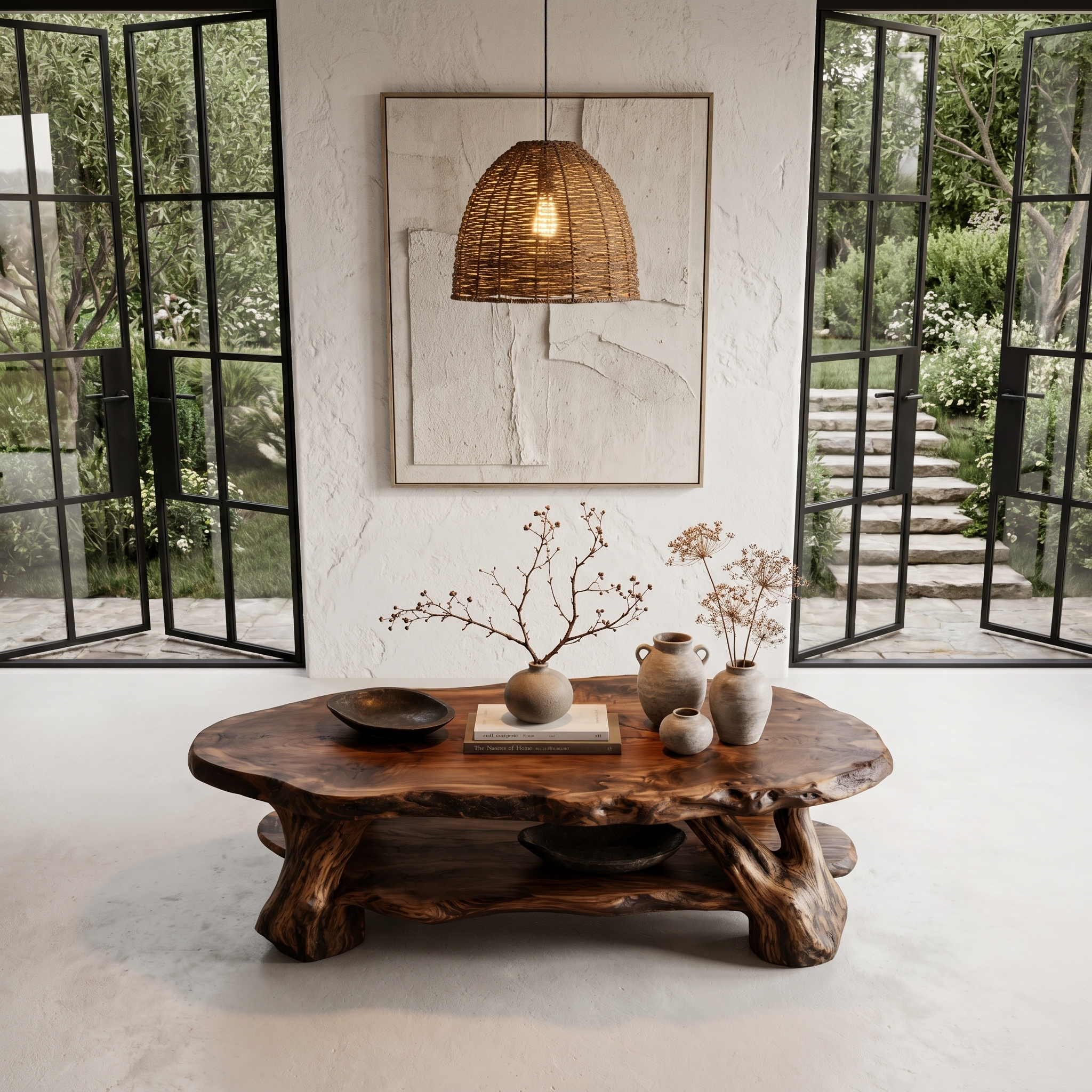Nature Inspired Coffee Table With Sculptural Root Wood Design For Living Room