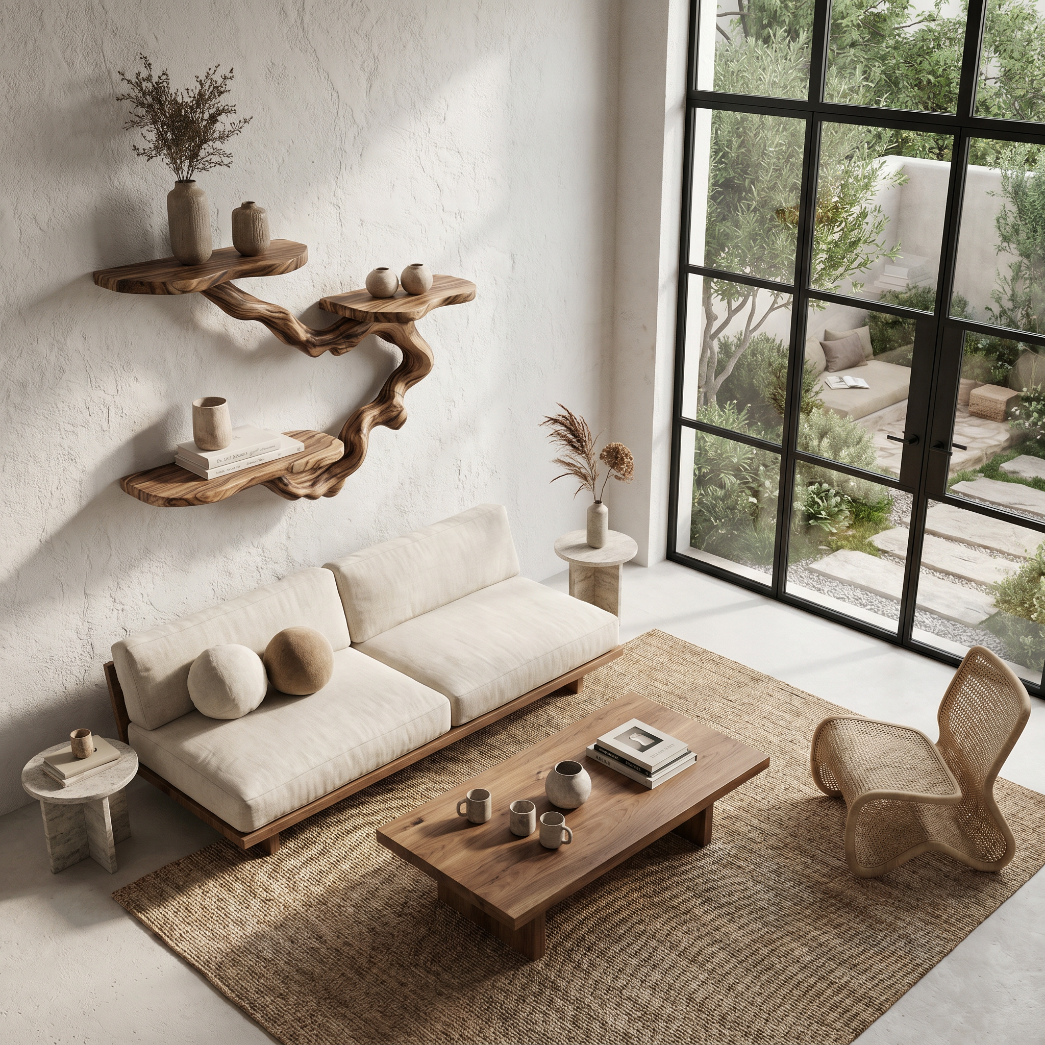 Rustic Floating Shelf With Display Storage For Living Room