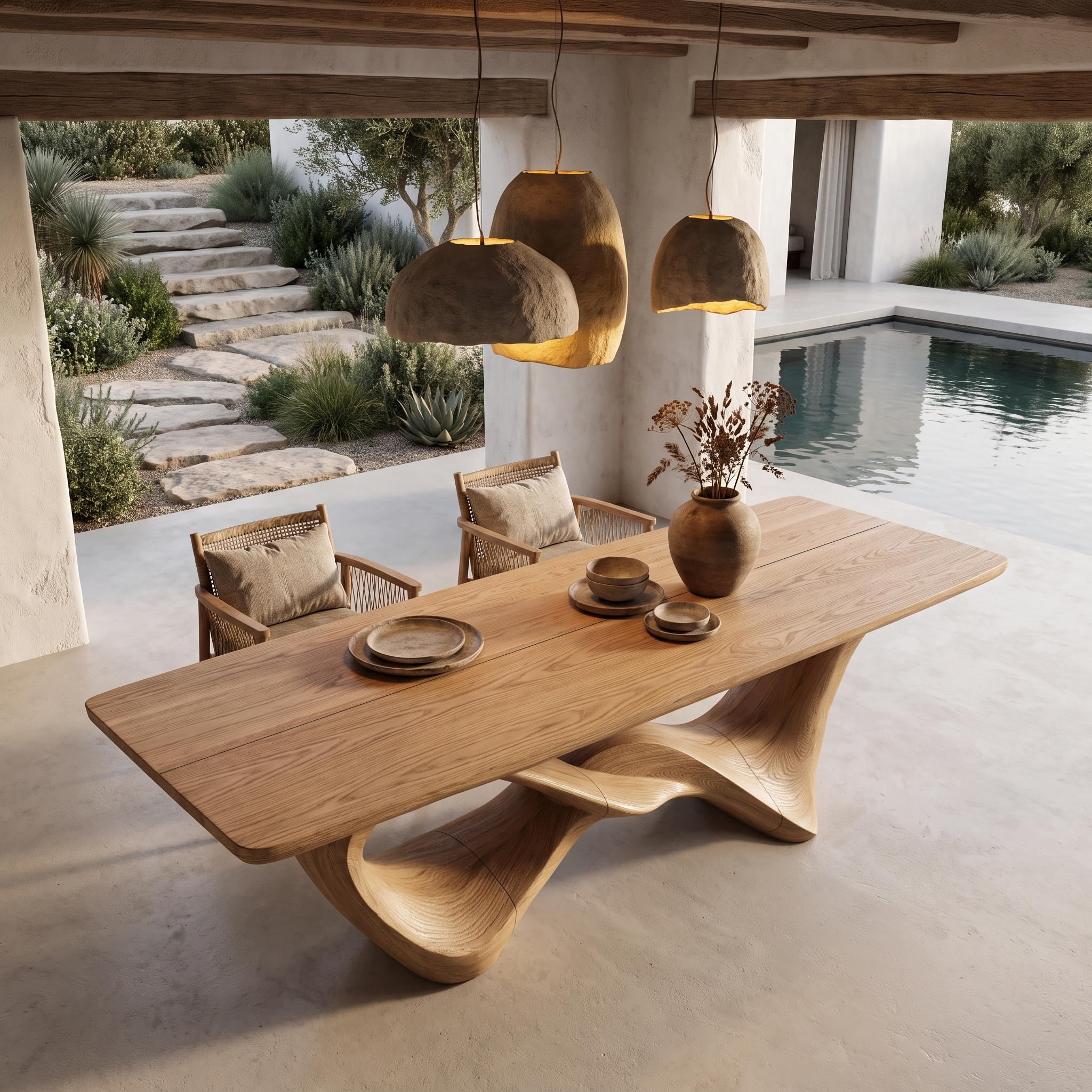 Organic Dining Table With Sculptural Infinity Design For Dining Room And Kitchen