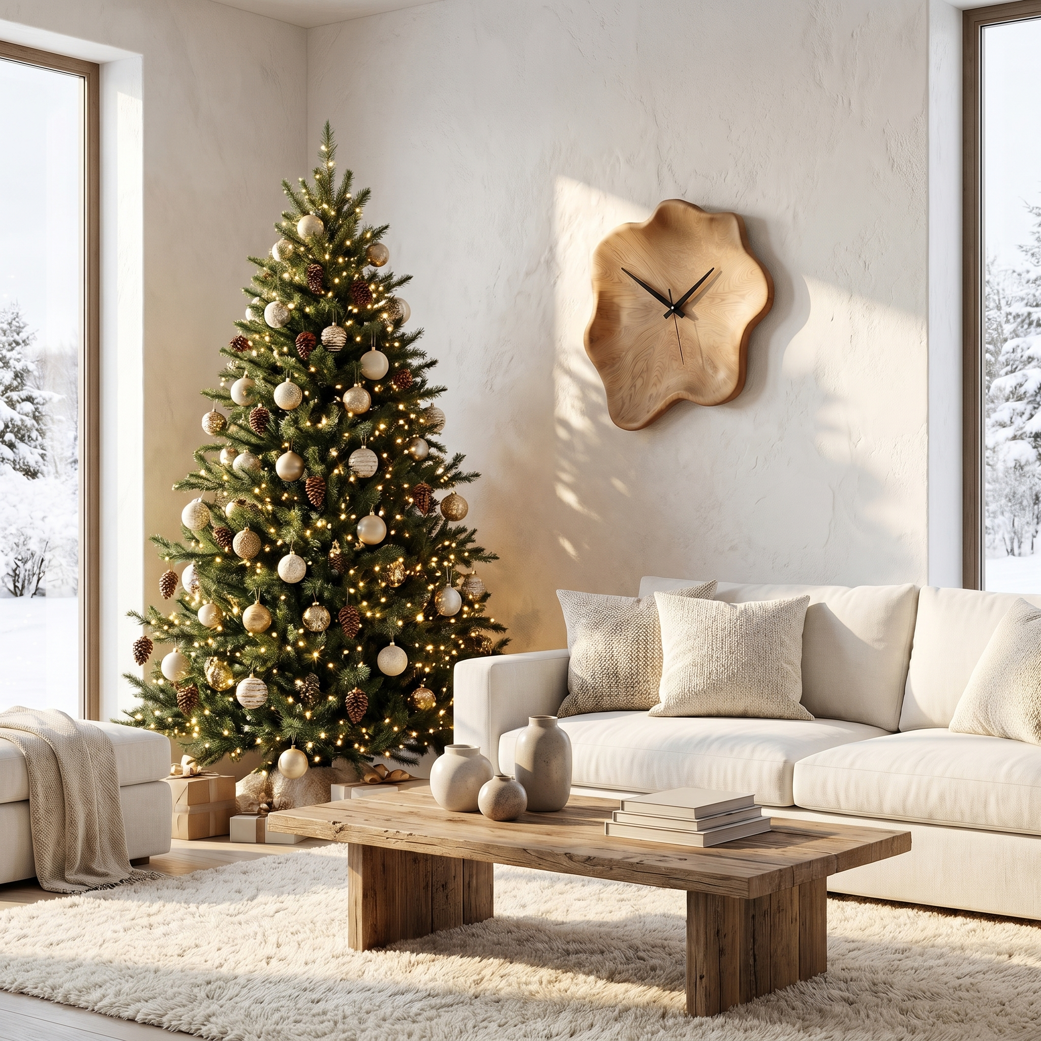 Organic Wall Clock With Natural Live Edge Design For Living Room And Entryway