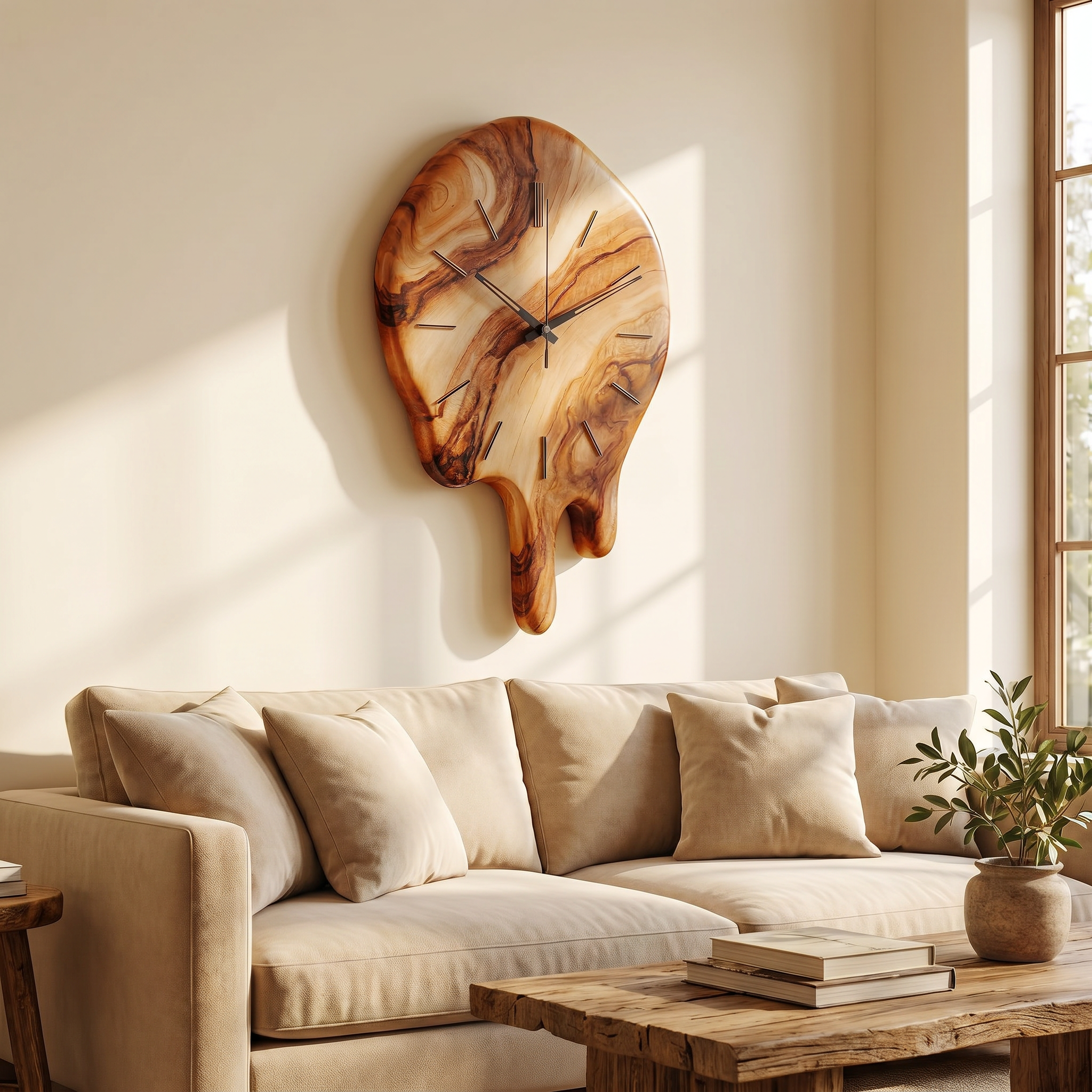 Handcrafted Wood Wall Clock With Live Edge Tree Slice Design For Living Room