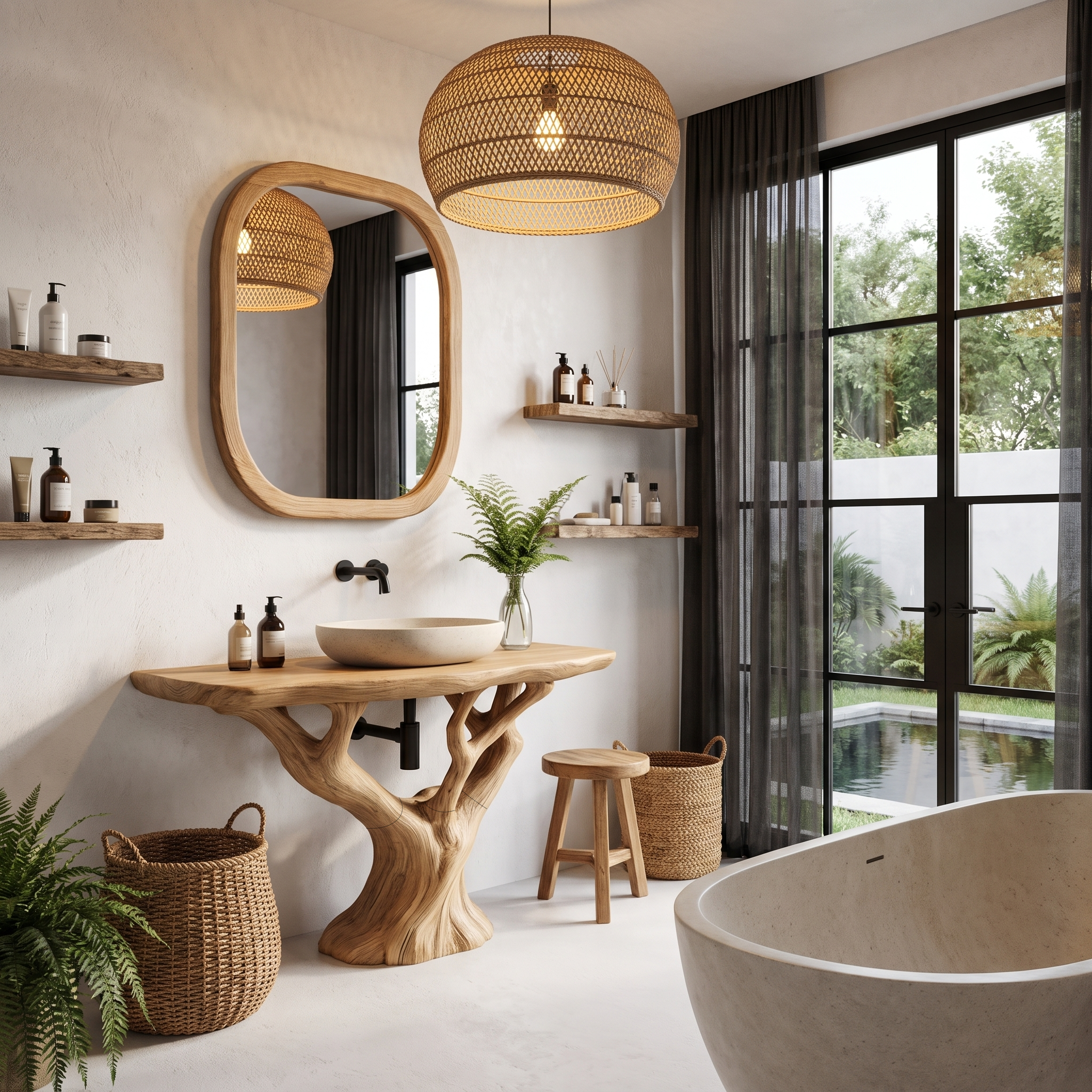 Rustic Live Edge Bathroom Vanity With Natural Wood Base For Bathroom