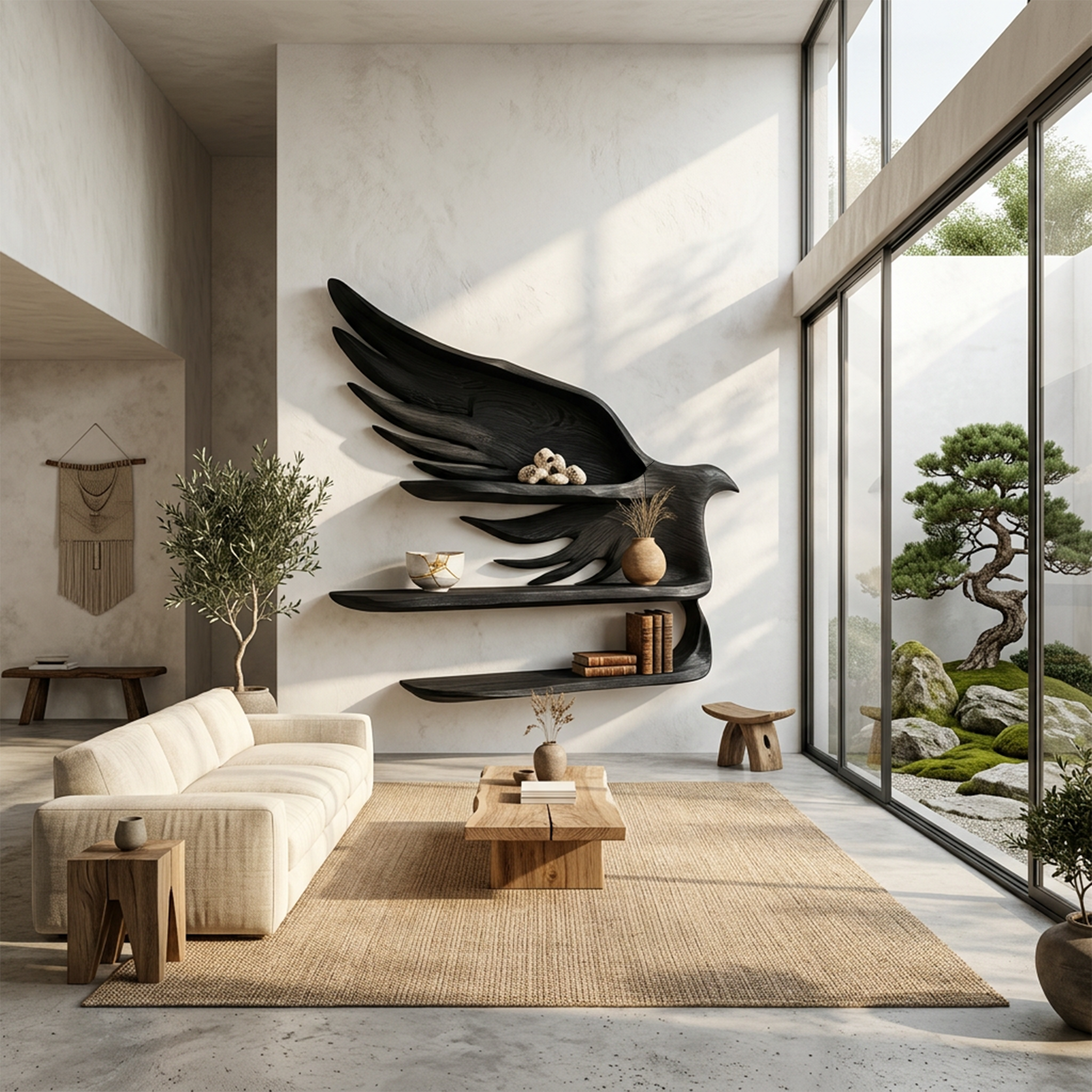 Handcrafted Wave Bookshelf With Artistic Curved Structure For Home Decor