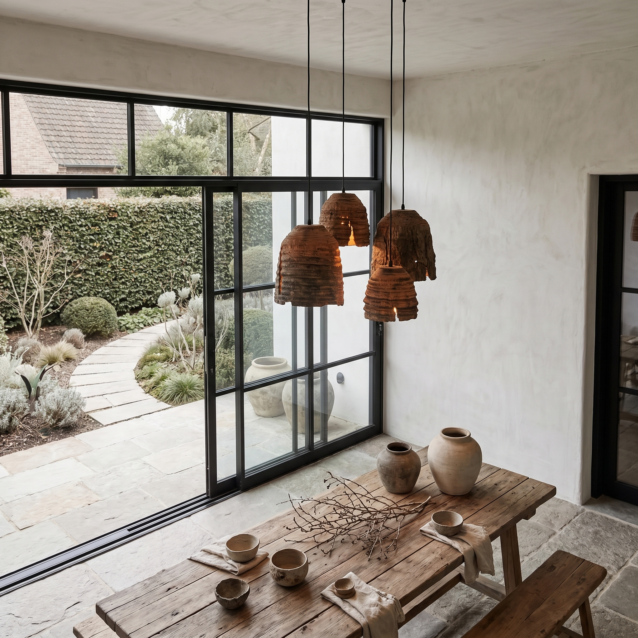 Modern Contemporary Pendant Lamp With Textured Wooden Design For Kitchen Island
