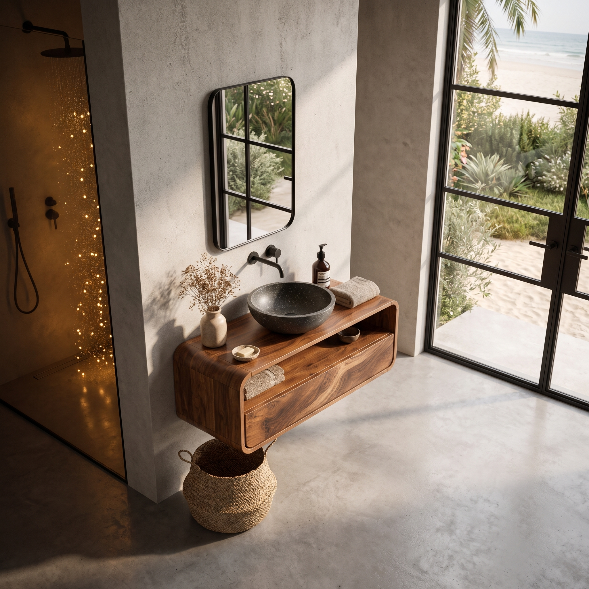 Rustic Floating Bathroom Vanity With Built In Storage Drawer For Bathroom