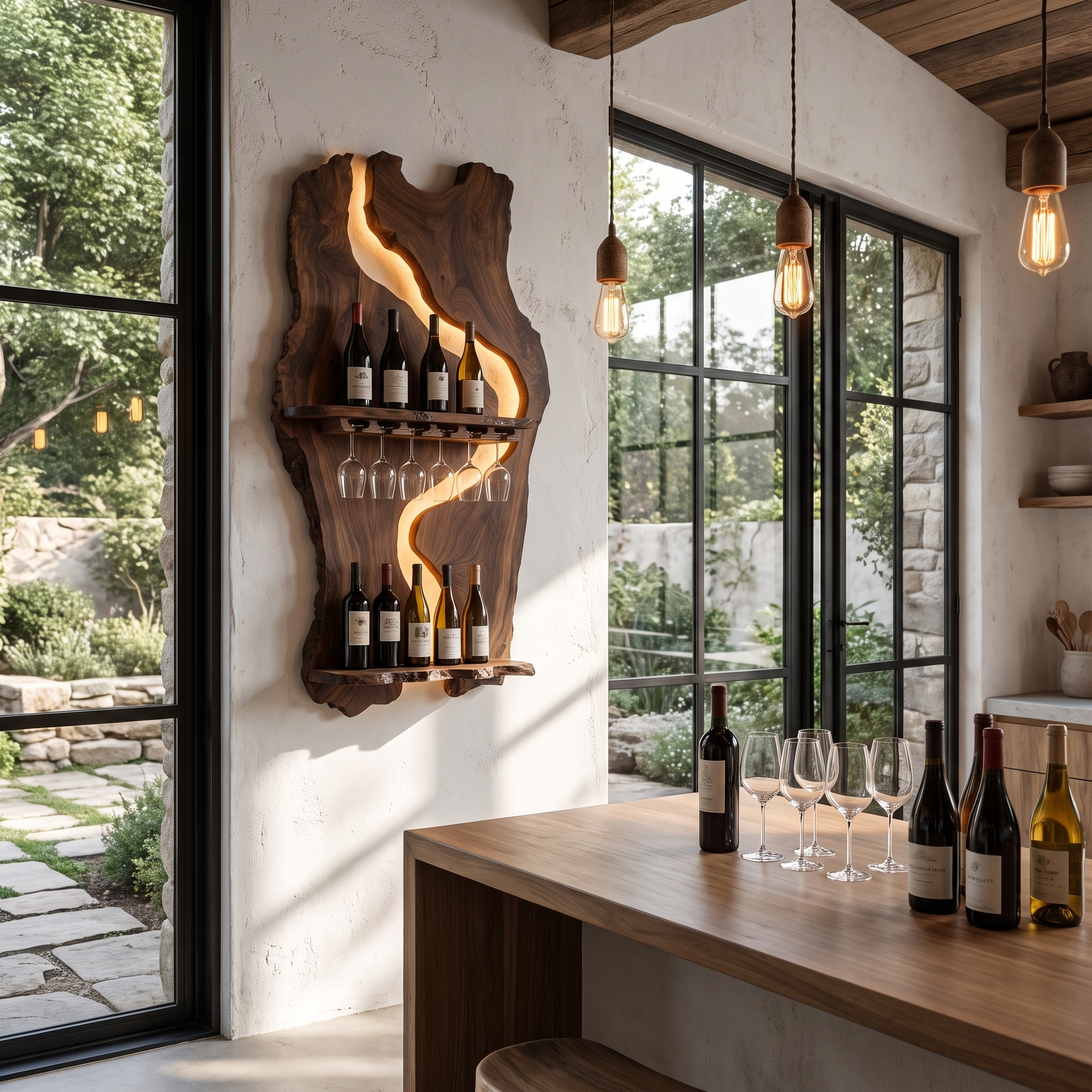 Sculptural Wall Mounted Wine Holder For Dining Room And Home Bar