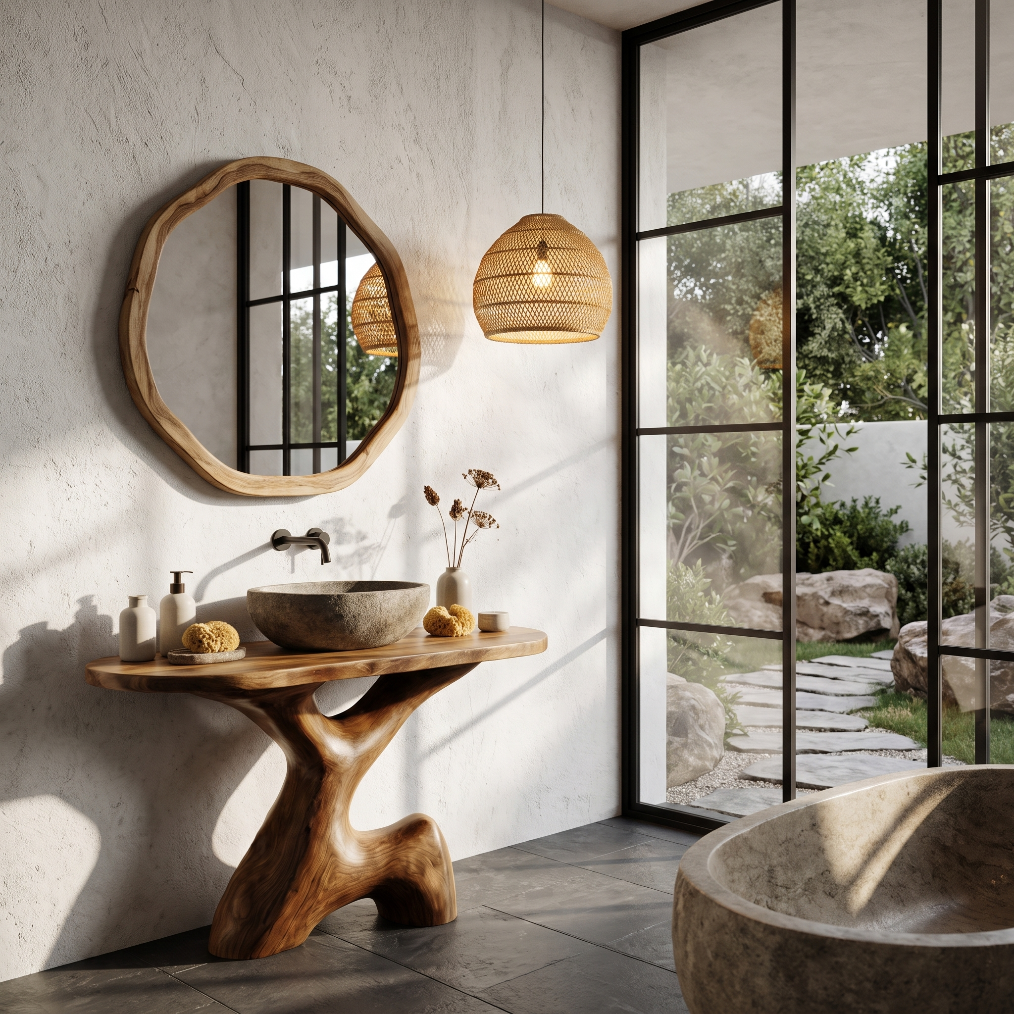 Contemporary Sculptural Bathroom Vanity Freestanding Sink Console