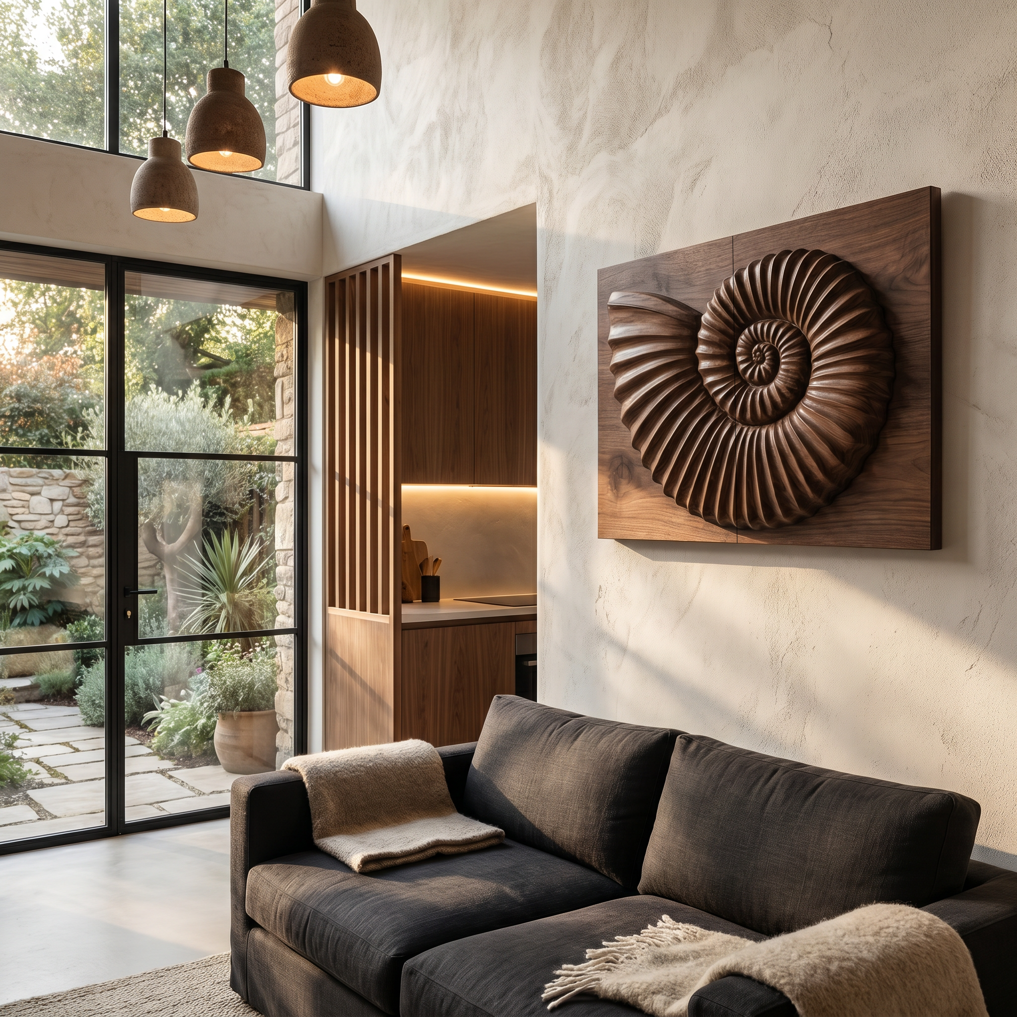 Modern Ammonite Fossil Decorative Wall Panel For Living Room