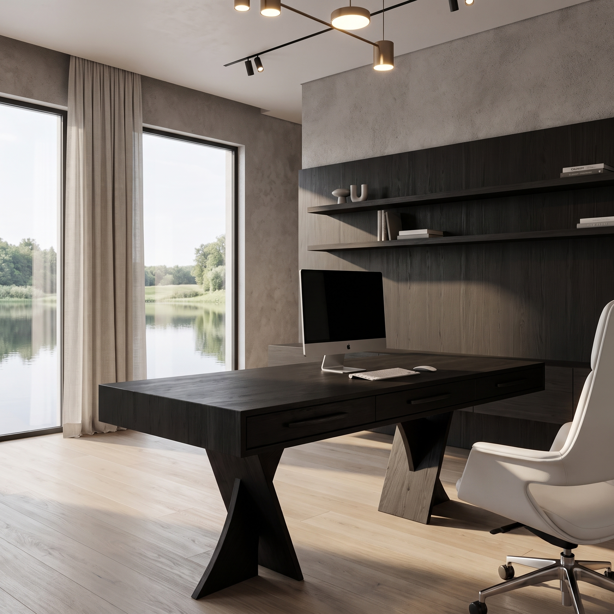 Minimalist X Frame Desk Solid Wood Computer Desk For Home Office