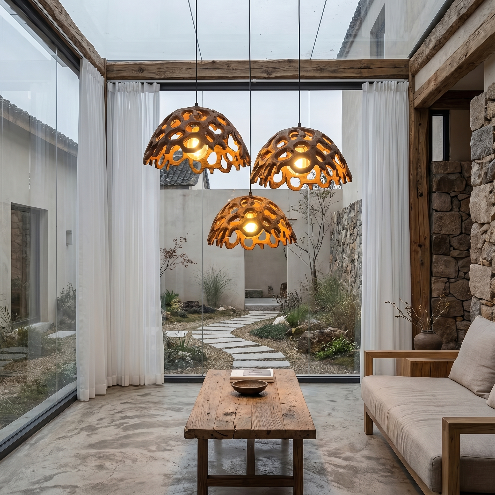 Organic Pendant Lamp With Perforated Sculptural Design For Dining Room And Kitchen