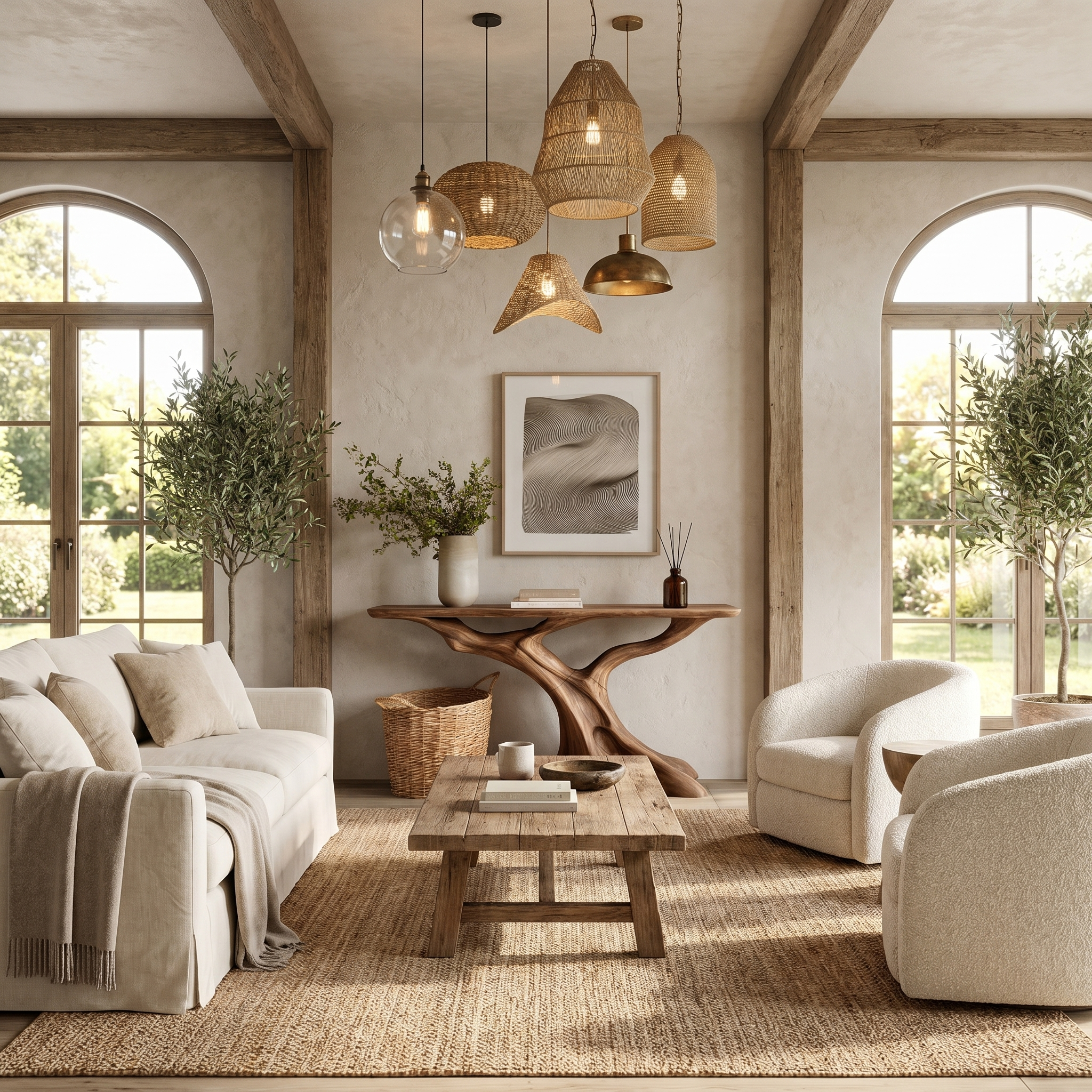 Nature Inspired Console Table With Tree Root Base For Entryway And Living Room