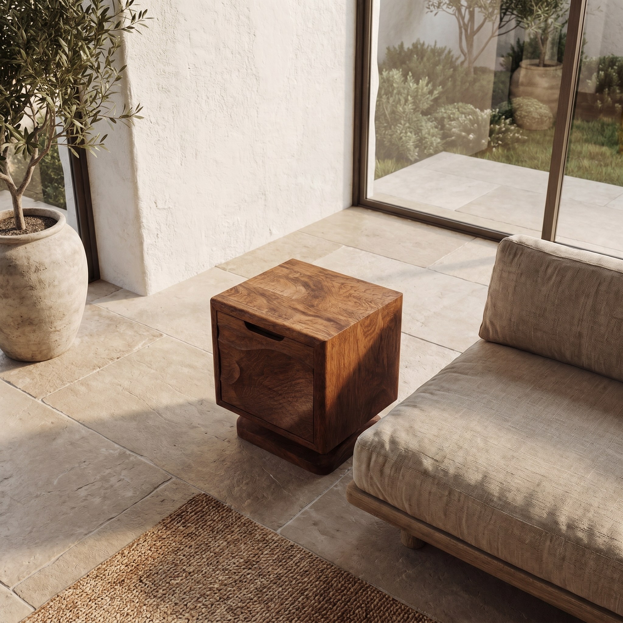Rustic Beside Table With Open Shelf Storage And Solid Wood Design For Living Room And Bedroom