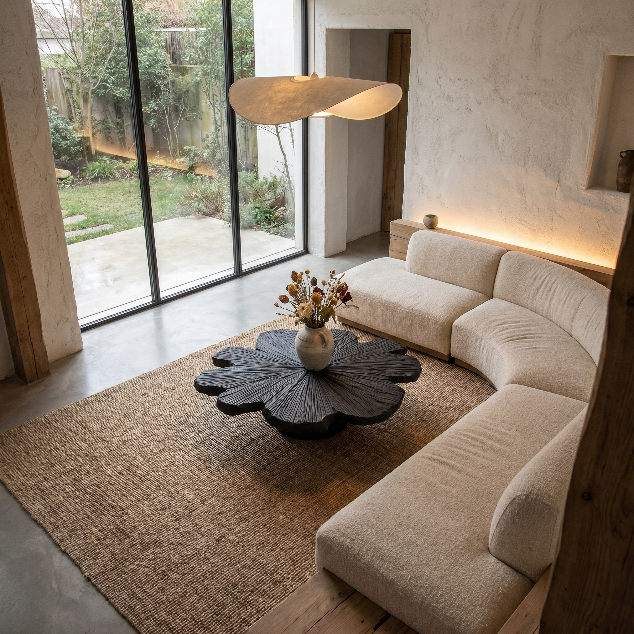 Modern Coffee Table With Sculptural Petal Inspired Design For Living Room