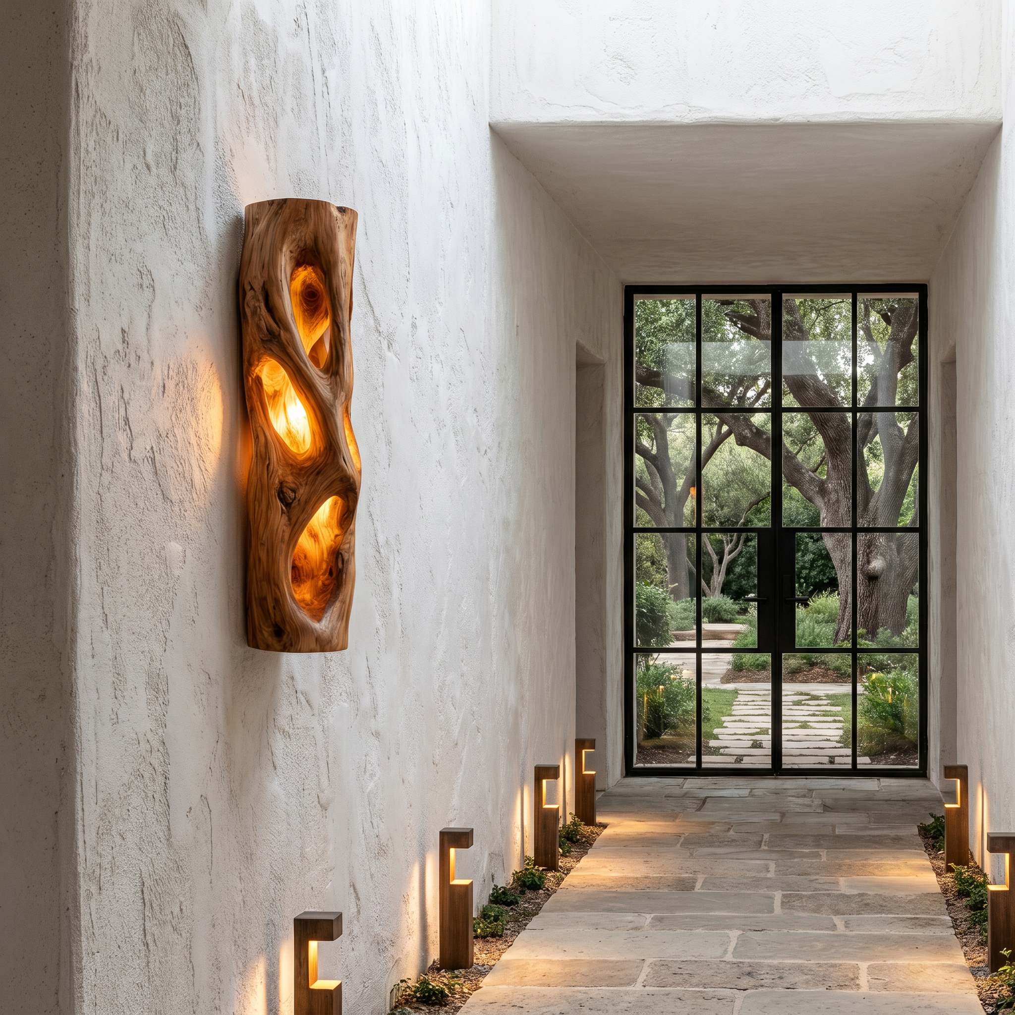 Sculptural Natural Wood Wall Sconce For Bedroom And Living Room