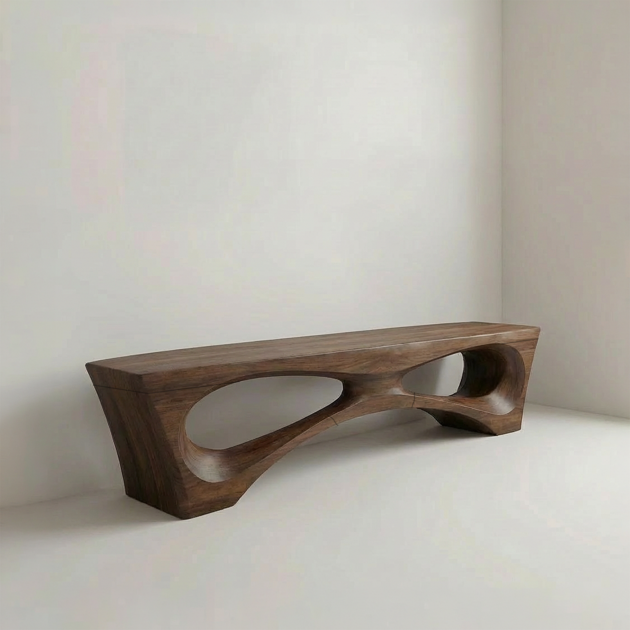 Rustic Organic Geometry Bench For Entryway And Living Room