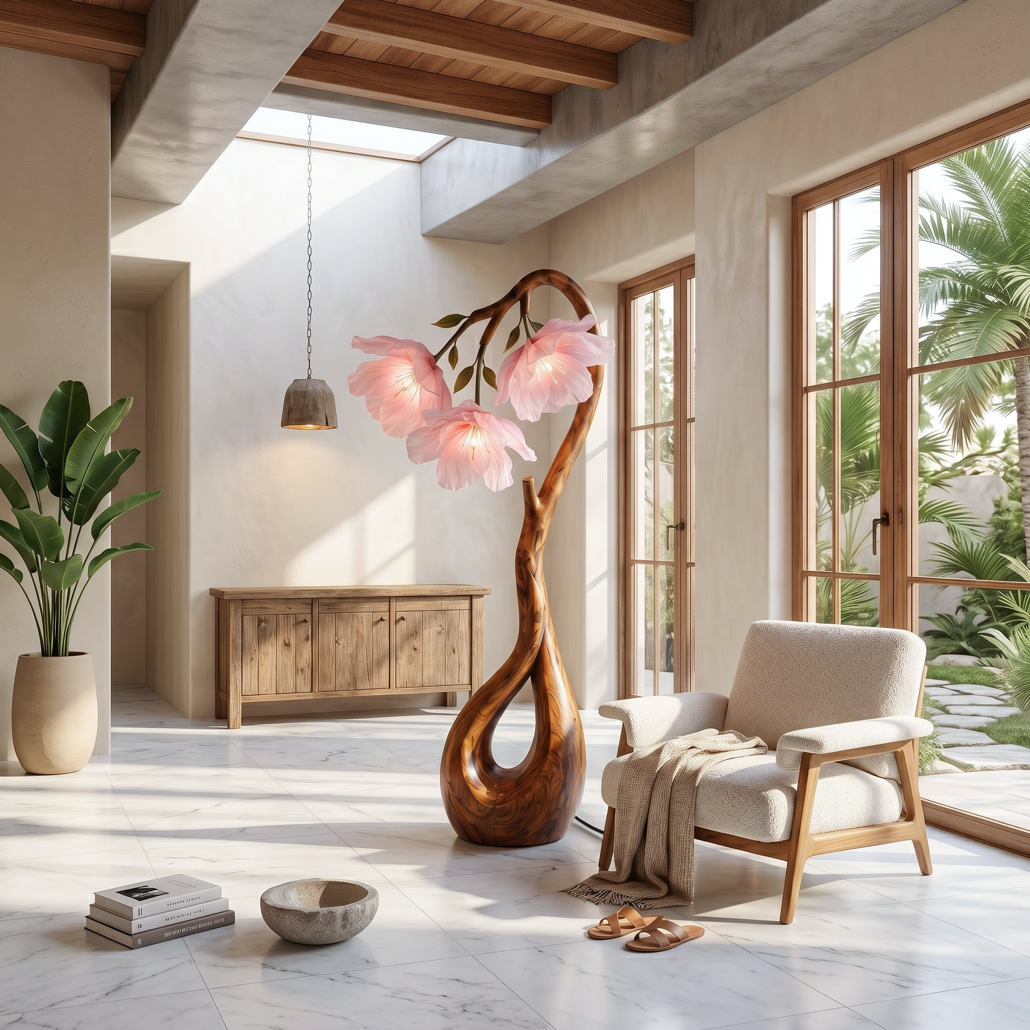 Modern Floor Lamp With Nature Inspired Silhouette For Living Room And Reading Nook