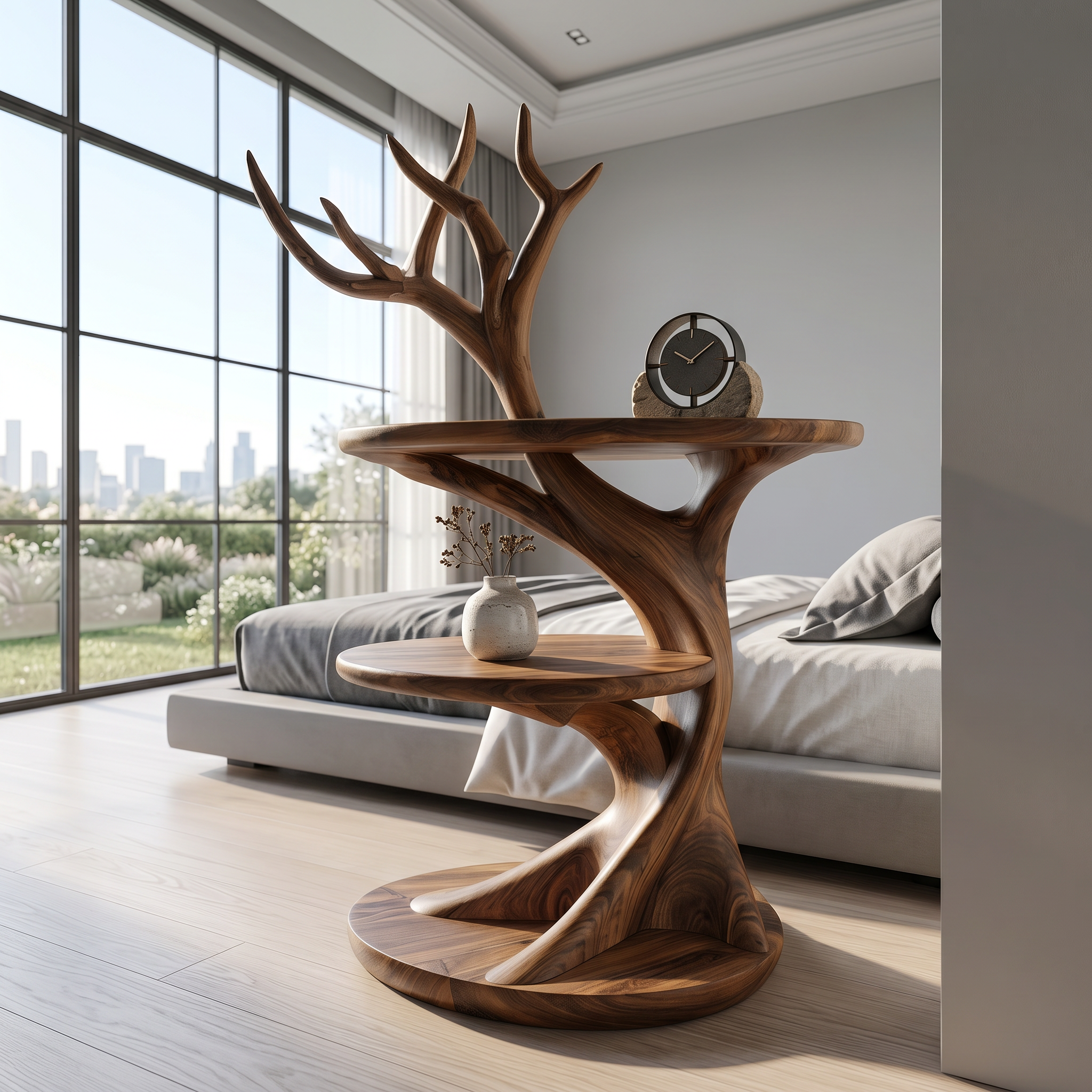 Organic Bedside Table With Sculptural Tree Branch Form For Bedroom And Reading Nook