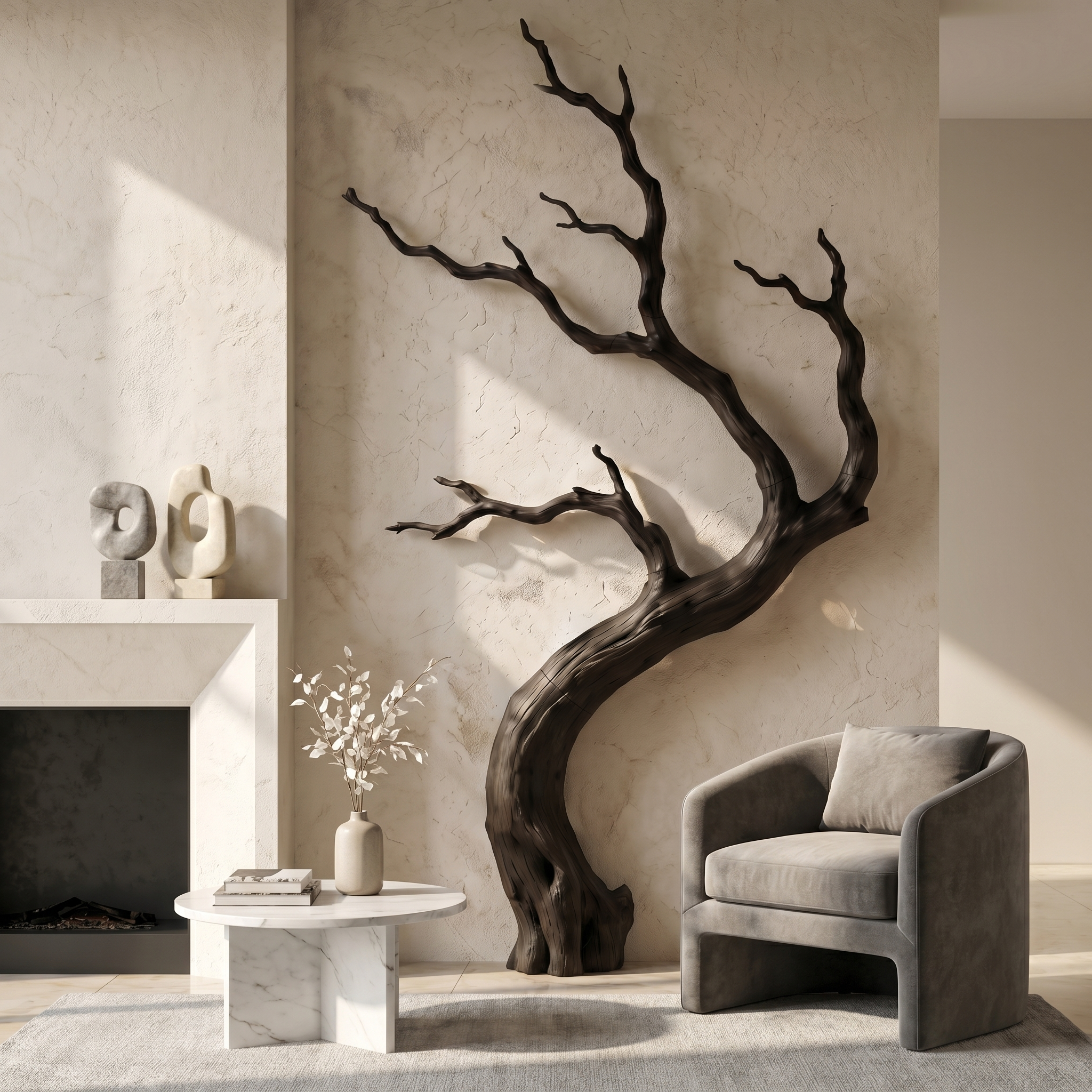 Rustic Wall Decor Tree Branch Design For Living Room