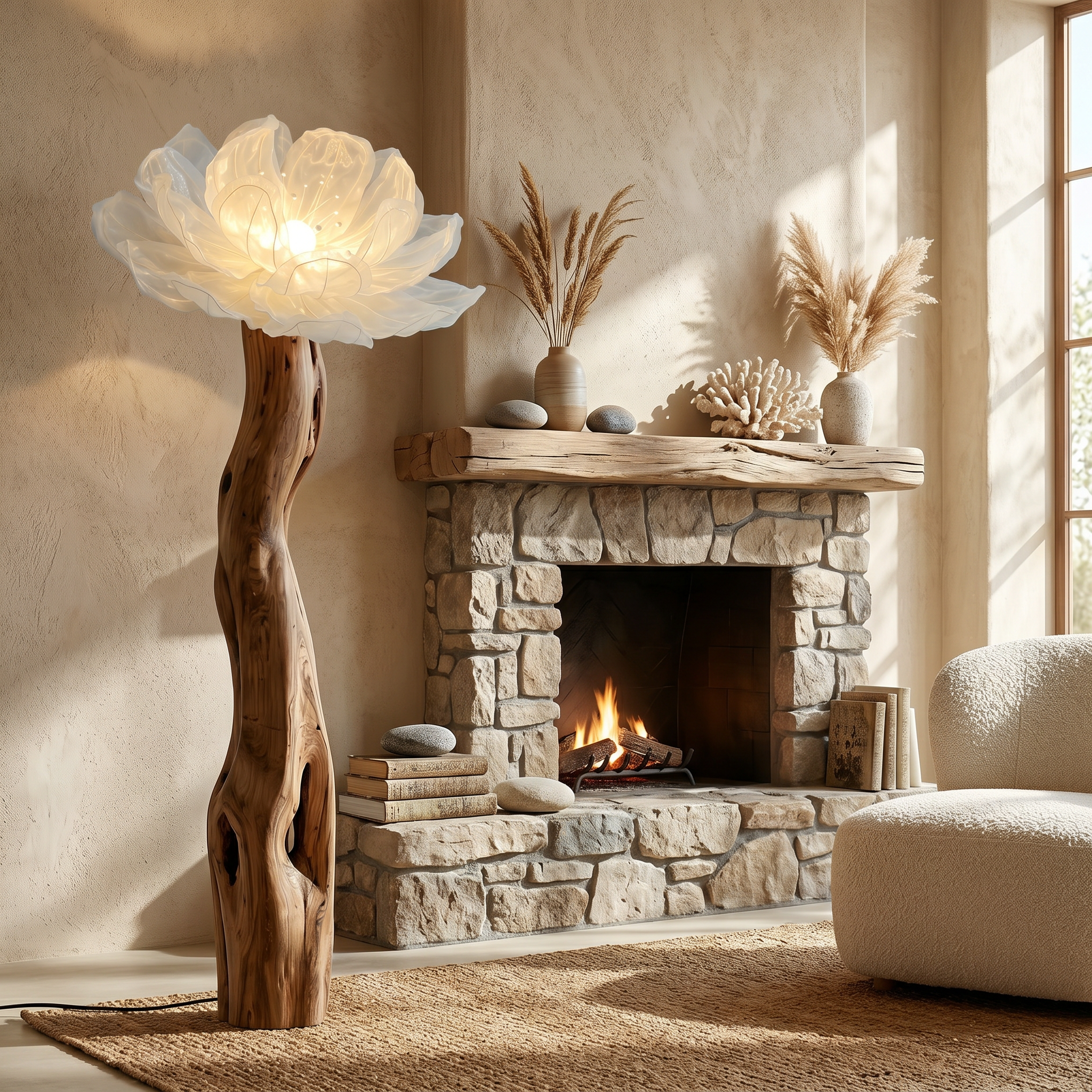 Artistic Floor Lamp Sculptural Flower Arrangement For Living Room