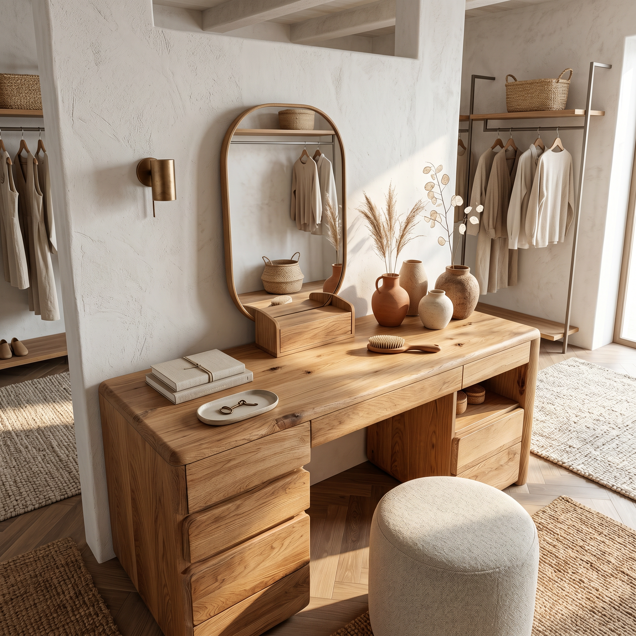 Scandinavian Dressing Table With Storage Cabinet For Bedroom And Dressing Room
