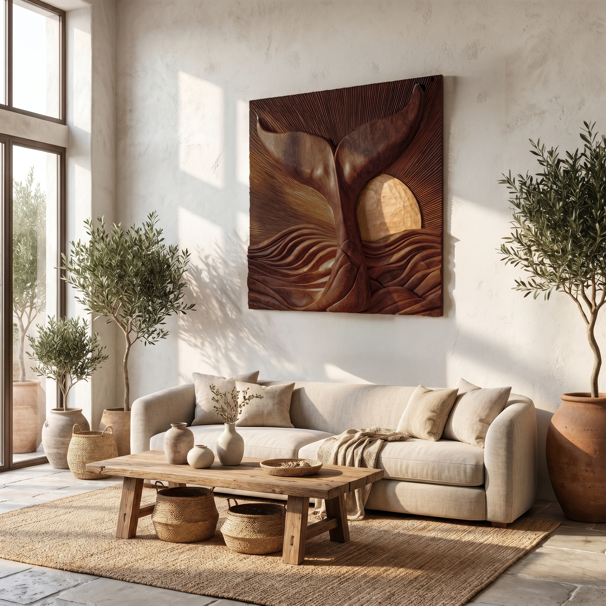 Abstract Botanical Wall Art Panel For Living Room And Entryway