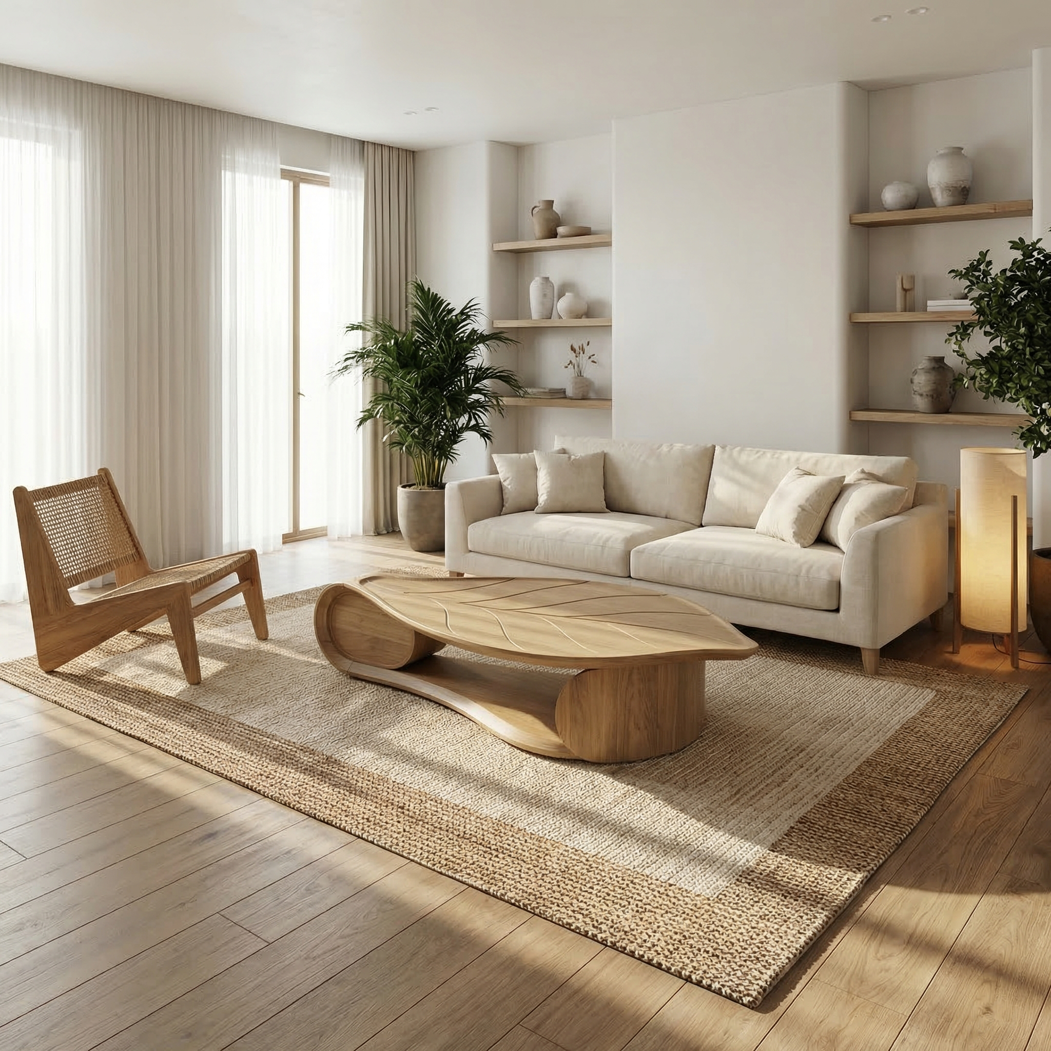 Organic Sculptural Coffee Table Solid Wood Living Room