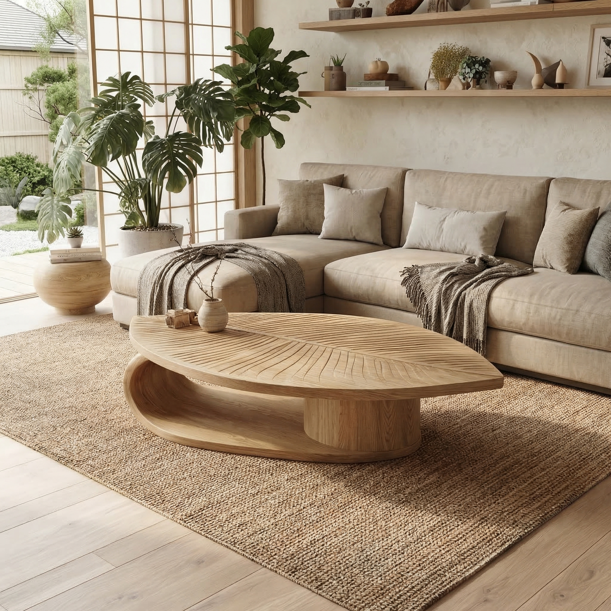 Scandinavian Solid Wood Coffee Table For Living Room