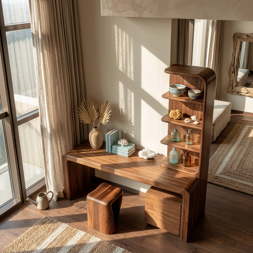 Modern Desk With Built In Storage Shelves And Drawers For Home Office