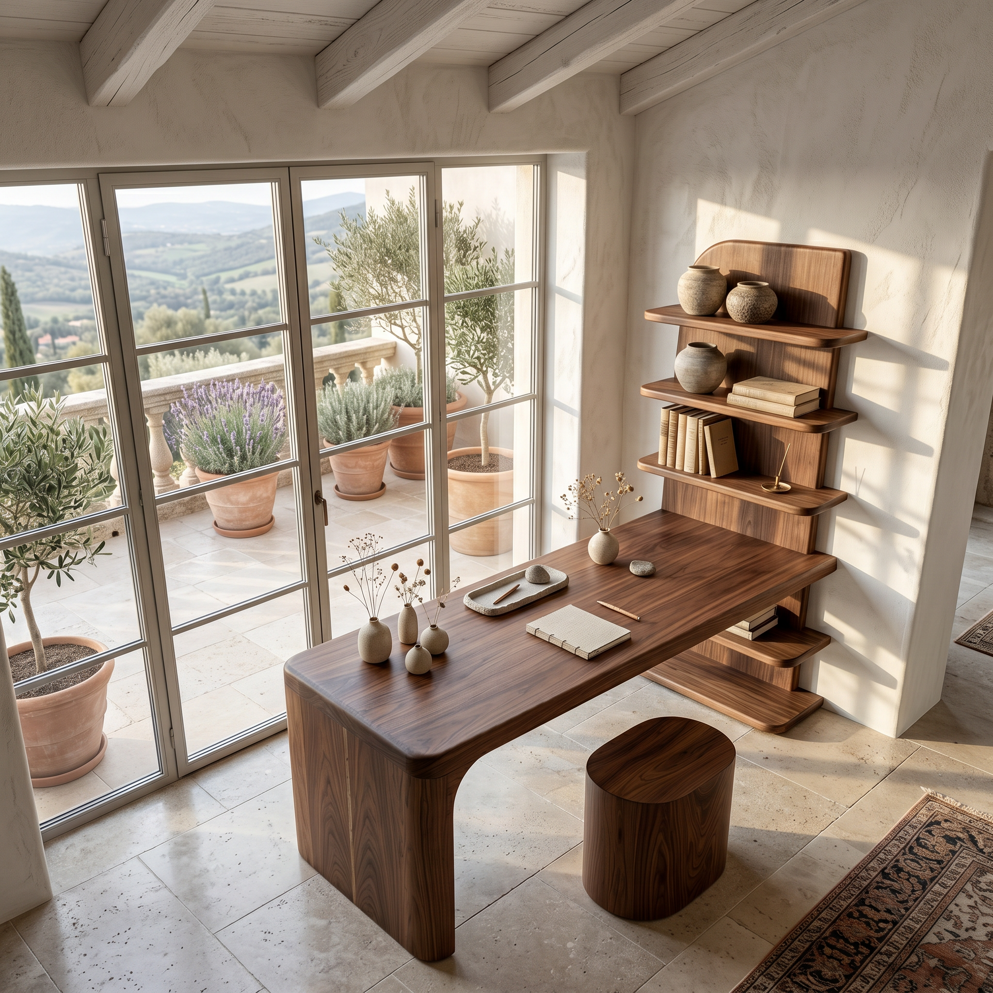 Handcrafted Desk With Open Bookshelf Design For Bedroom And Workspace