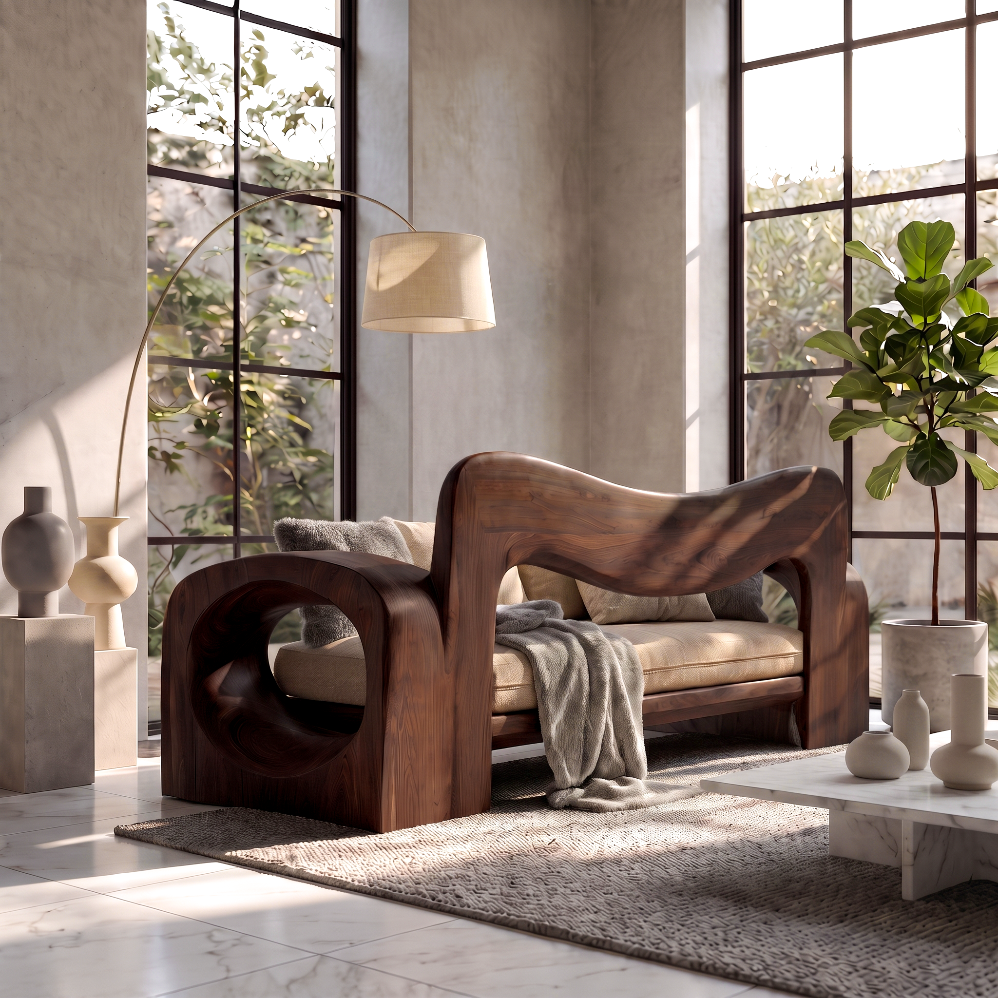 Organic Sofa Frame With Handcrafted Solid Wood Structure For Living Room