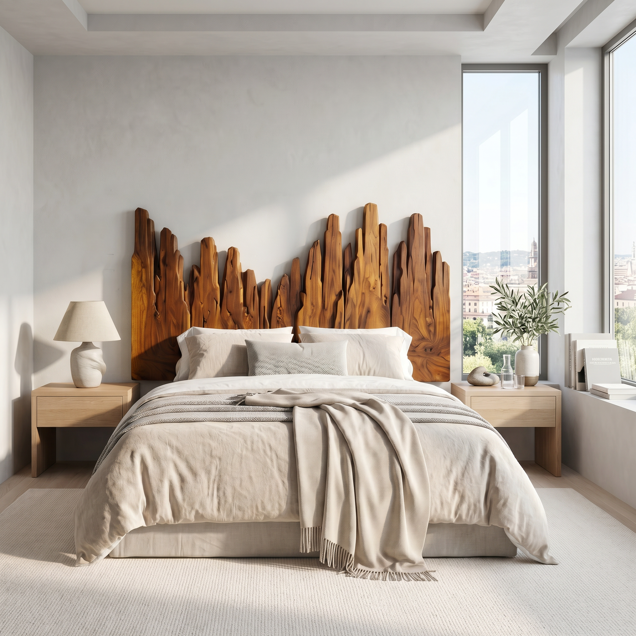 Rustic Skyline Headboard Wooden Bed Headboard For Bedroom