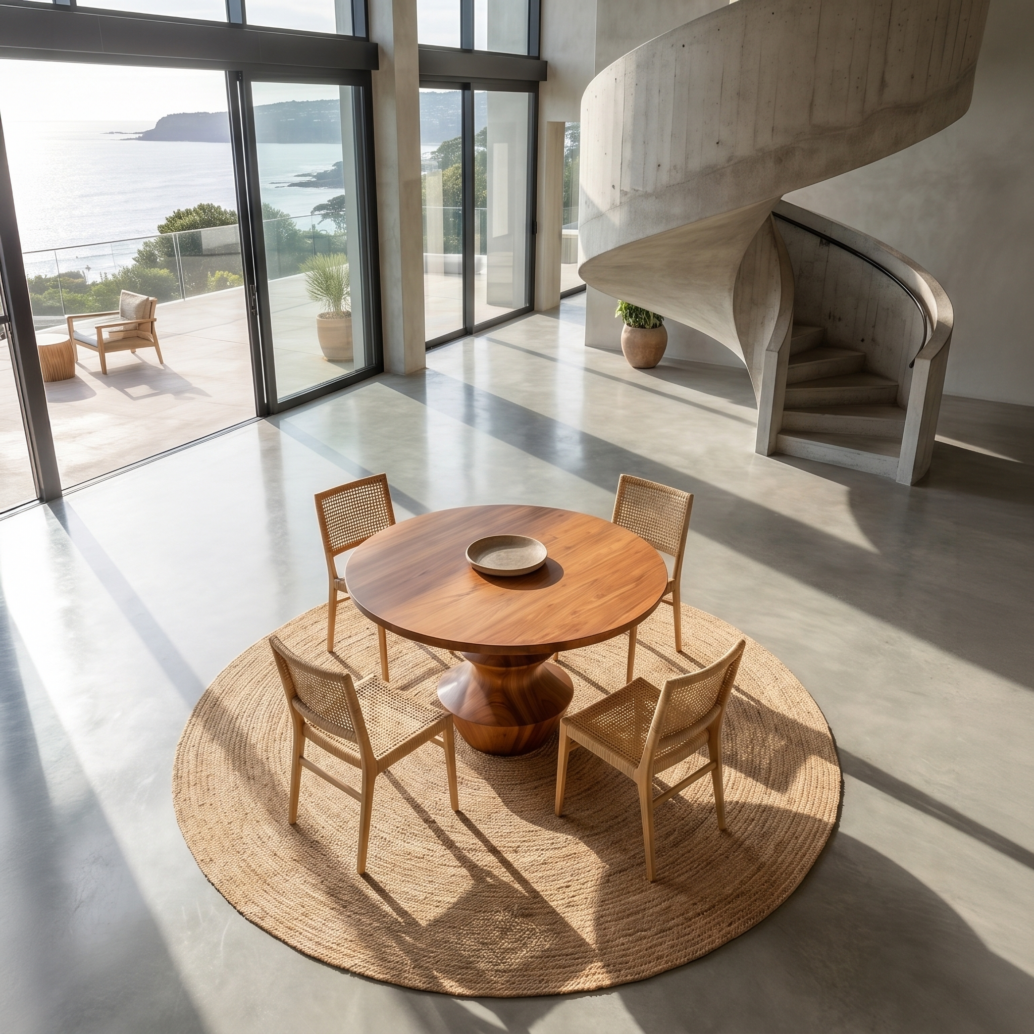 Modern Foyer Table With Sculptural Solid Wood Pedestal Base For Entryway
