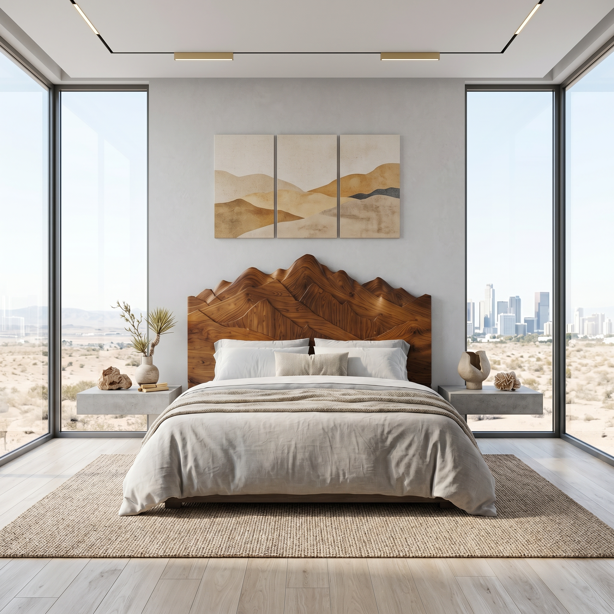 Rustic Mountain Headboard Wooden Bed Headboard For Bedroom