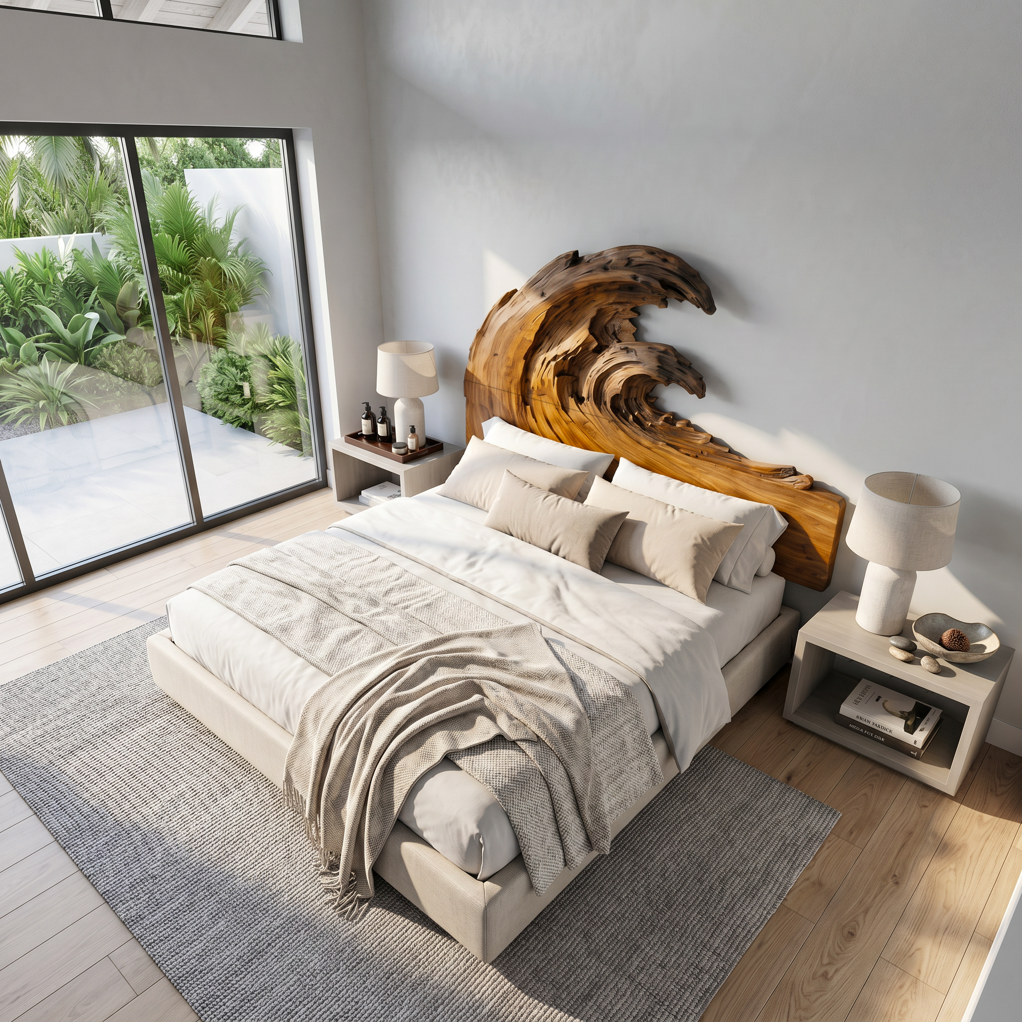 Organic Flowing Grain Headboard Wooden Bed Headboard For Bedroom
