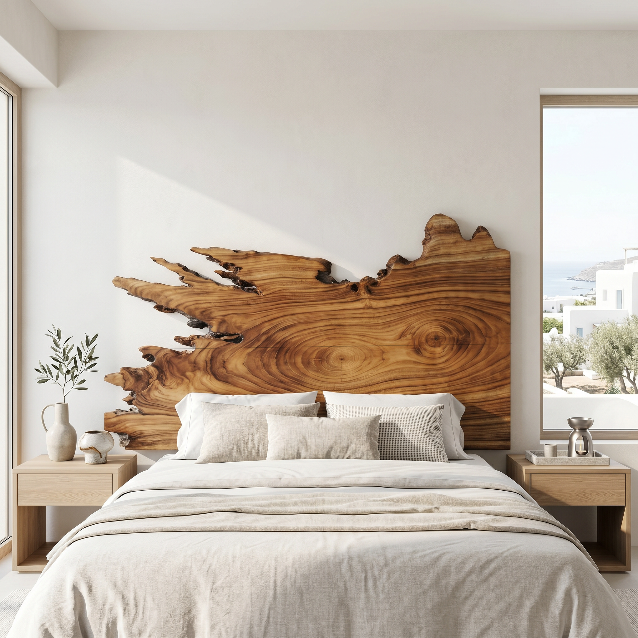 Organic Split Edge Headboard Wooden Bed Headboard For Bedroom