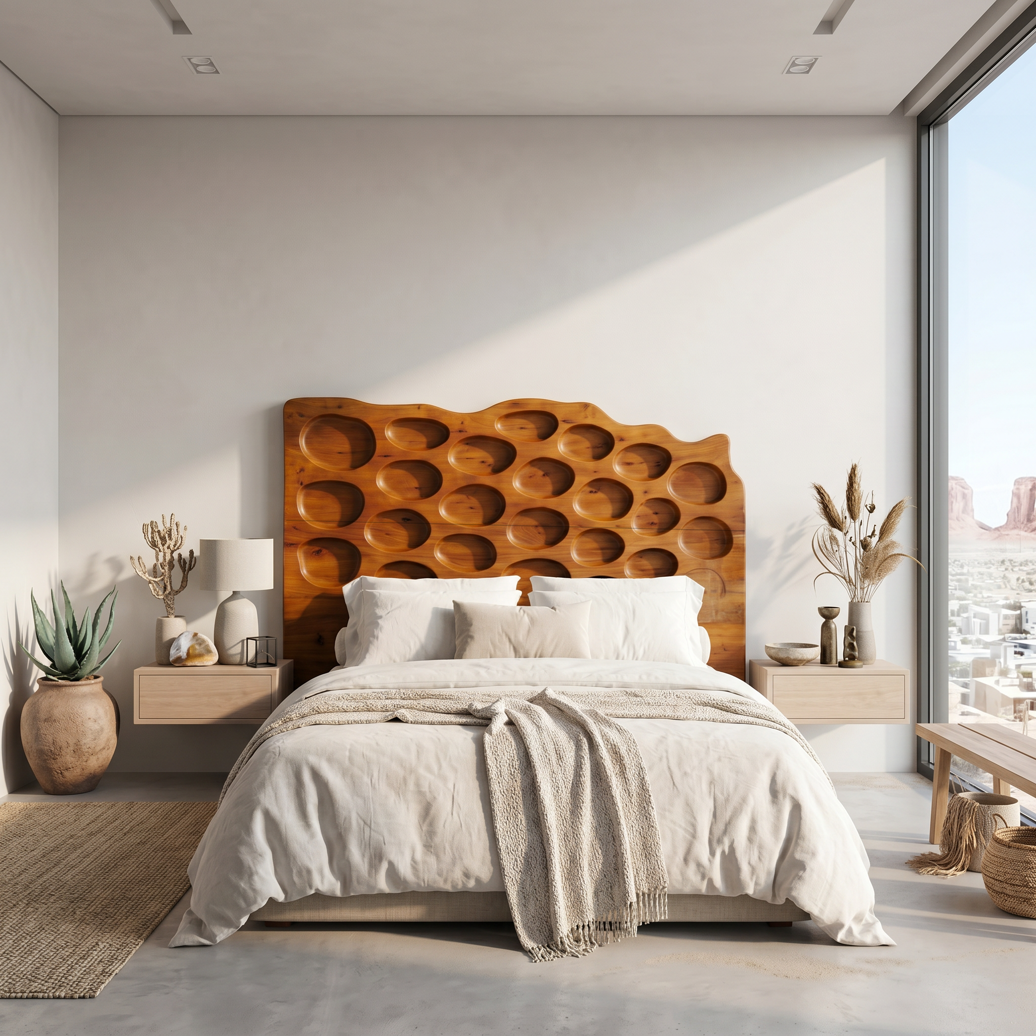 Modern Circular Cutout Headboard Wooden Bed Headboard For Bedroom