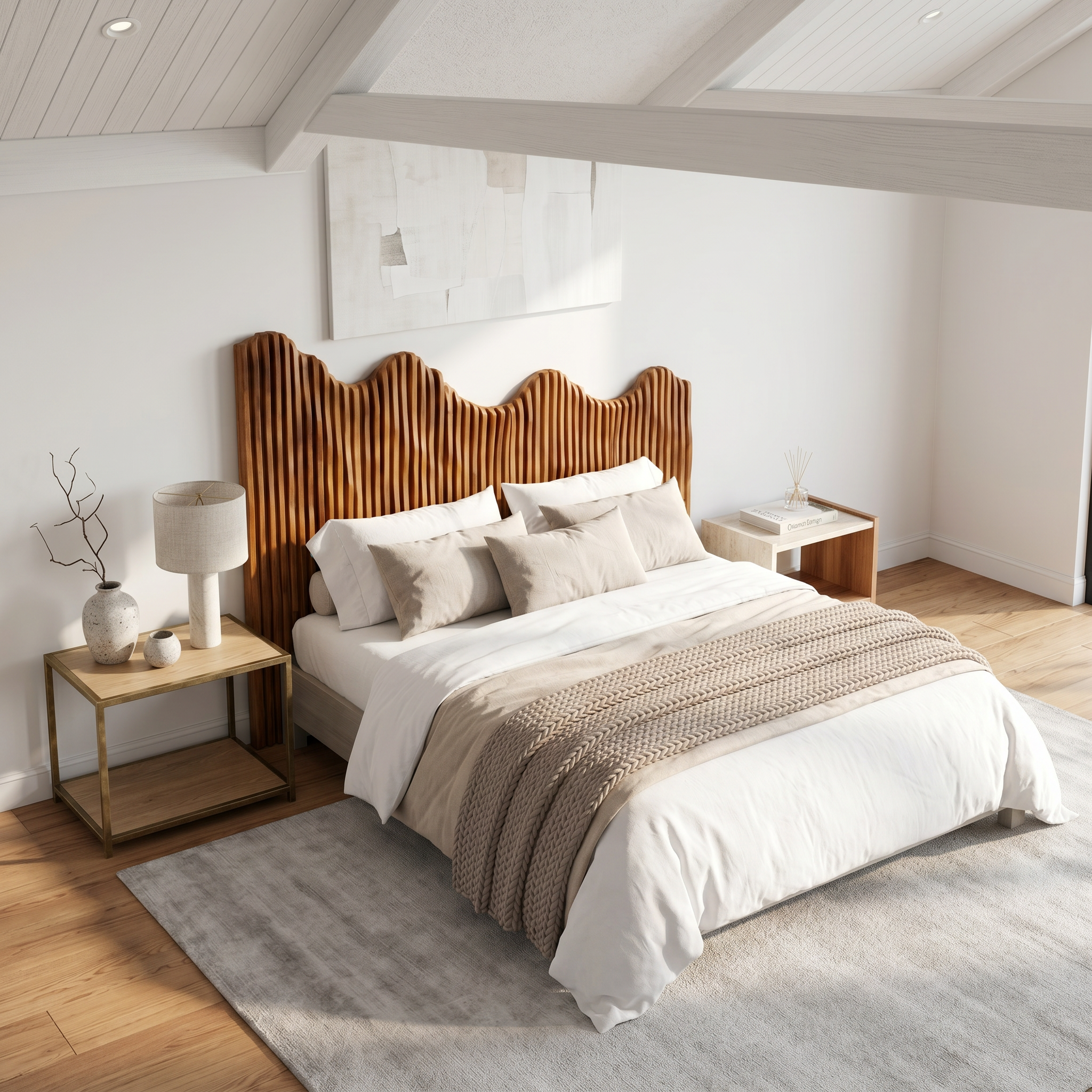 Organic Mountain Landscape Headboard Wooden Bed Headboard For Bedroom