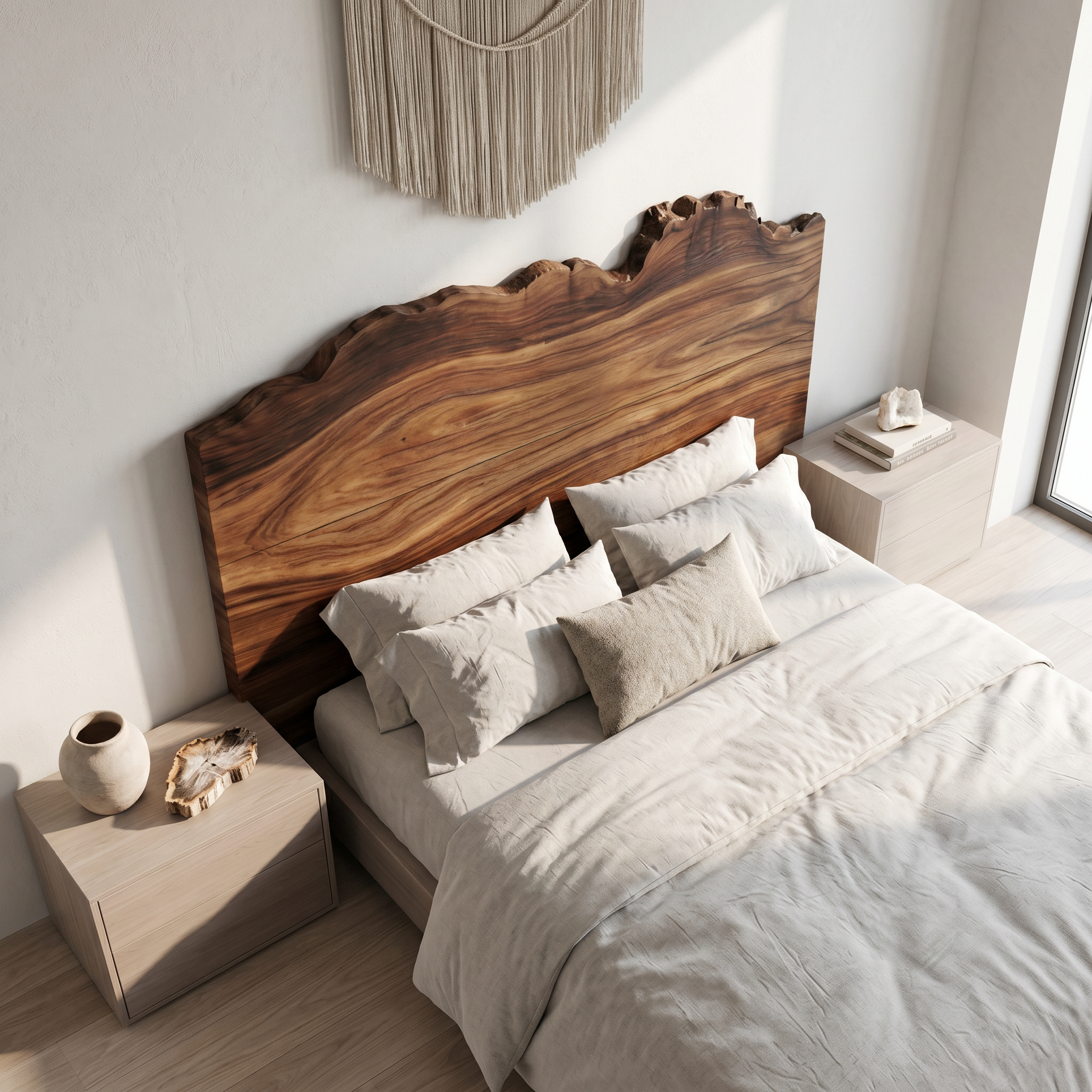 Organic Natural Edge Headboard Wooden Bed Headboard For Bedroom