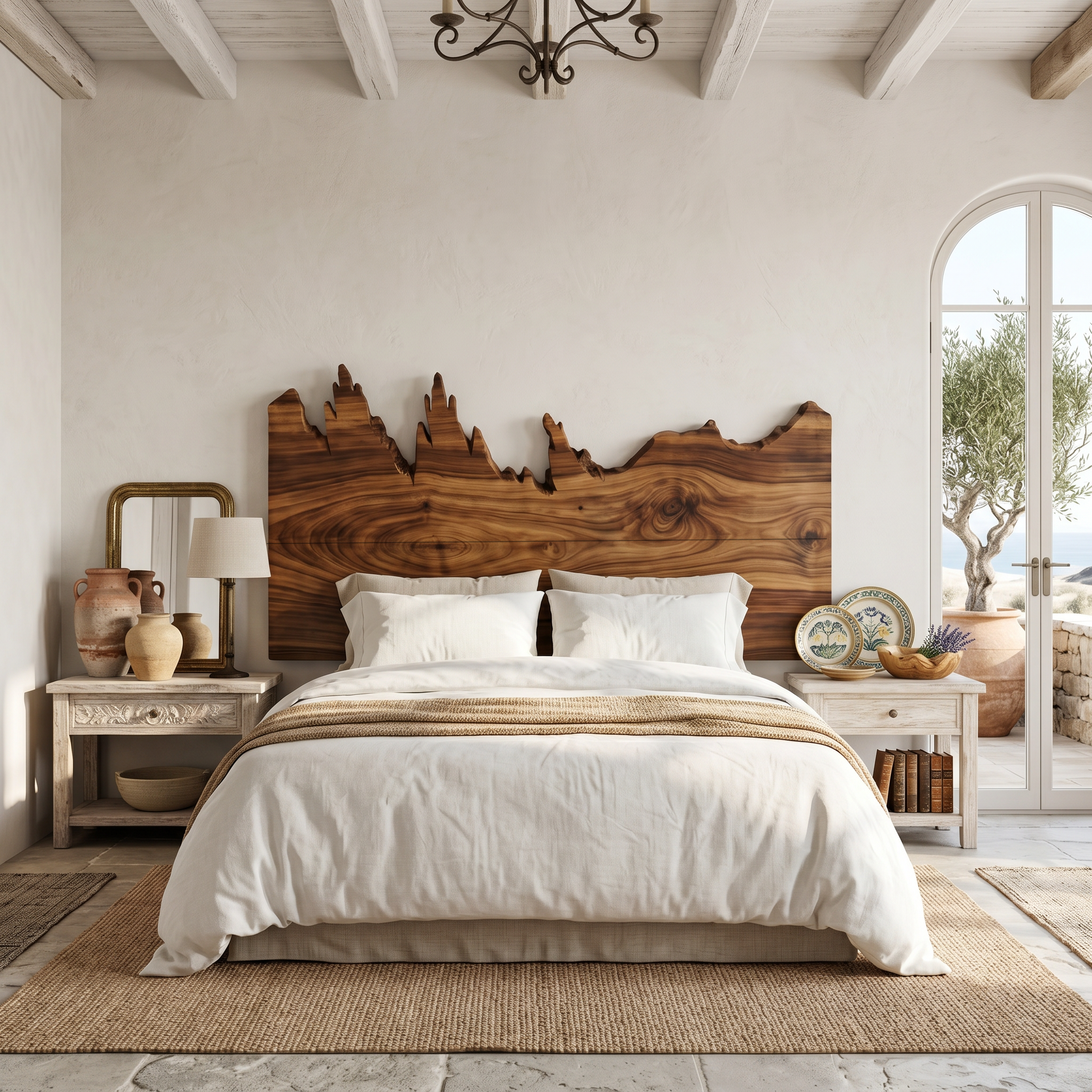 Rustic Mountain Ridge Headboard Wooden Bed Headboard For Bedroom