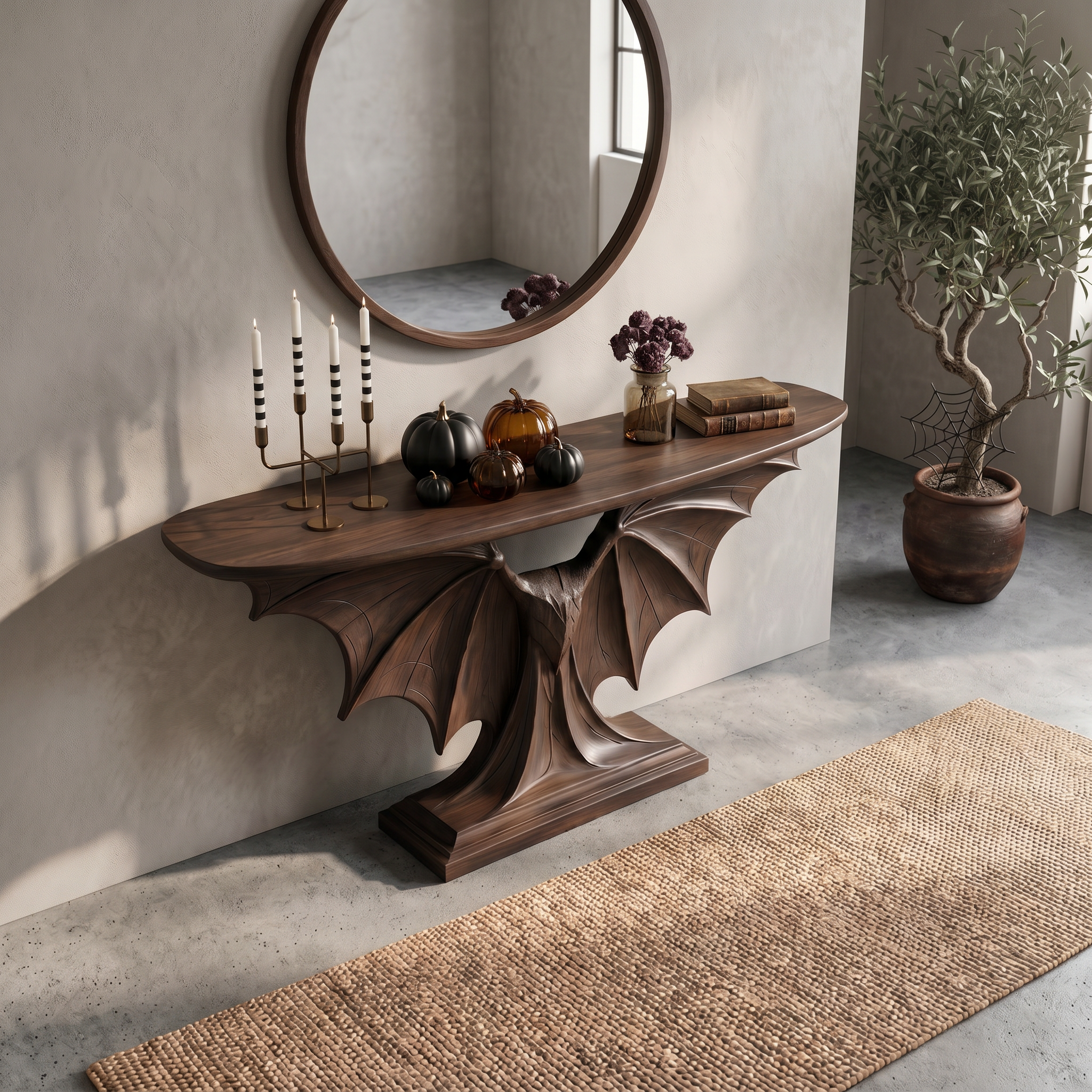 Modern Console Table Handcrafted Sculptural Design For Living Room Entryway