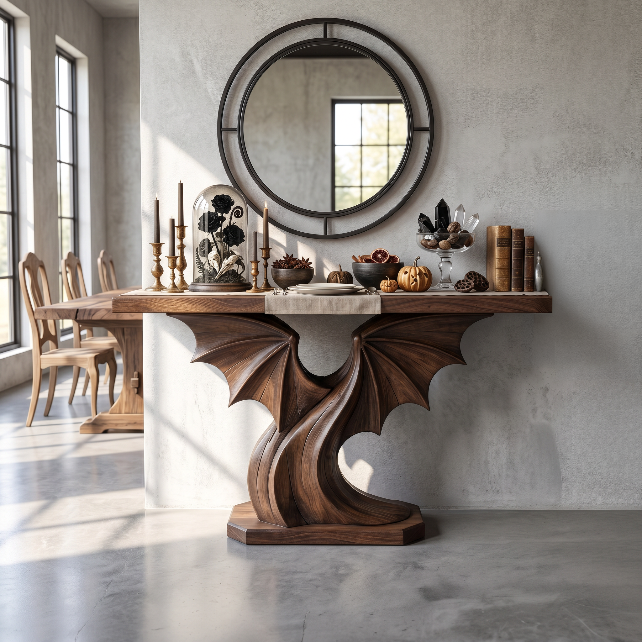 Modern Console Table Handcrafted Organic Sculptural Design For Entryway Hallway