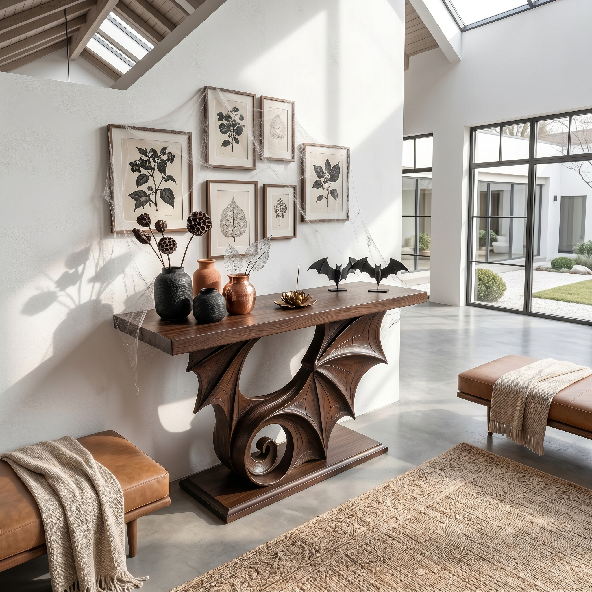 Sculptural Console Table Handcrafted Gothic Style For Entryway Hallway