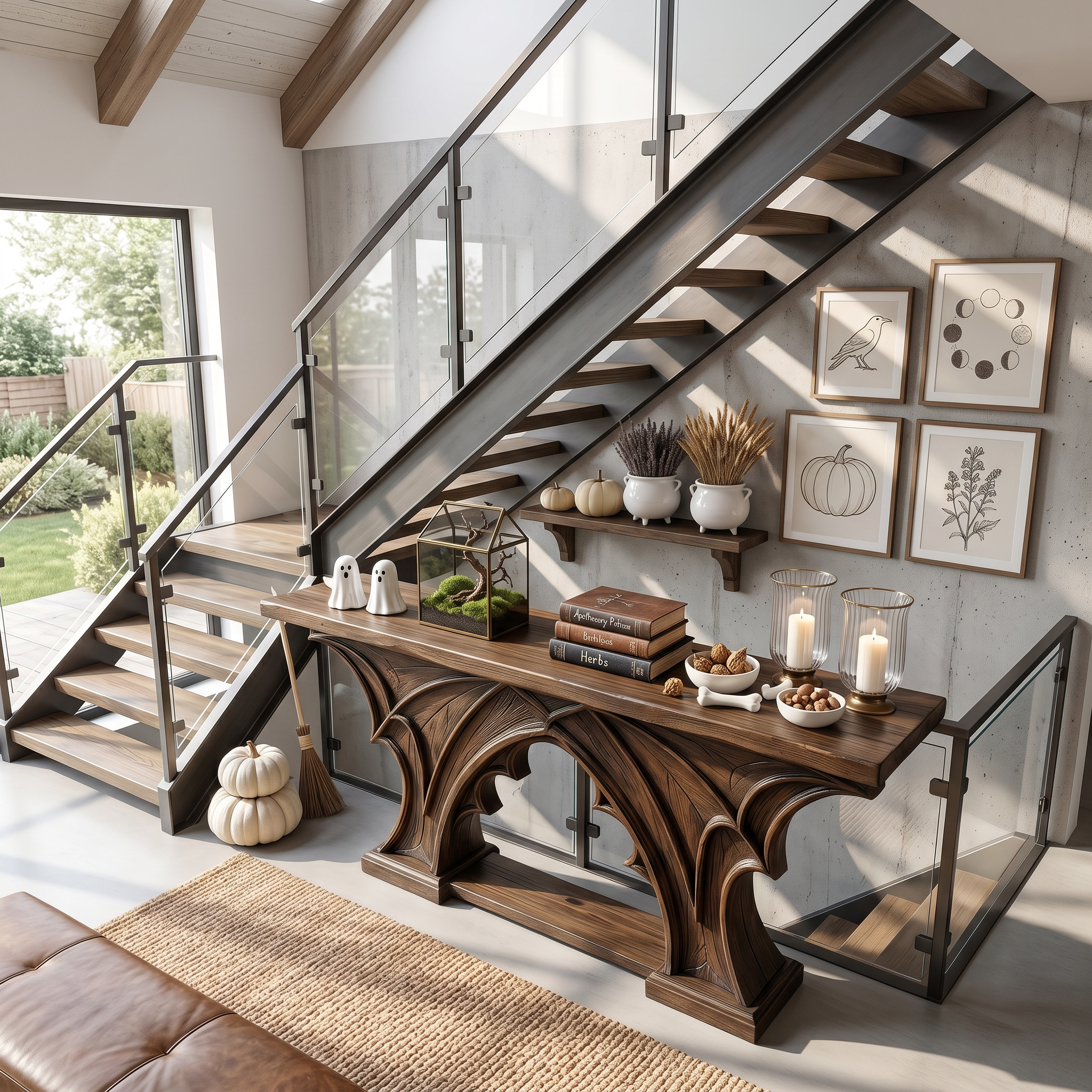 Rustic Console Table Handcrafted Live Edge Design For Hallway