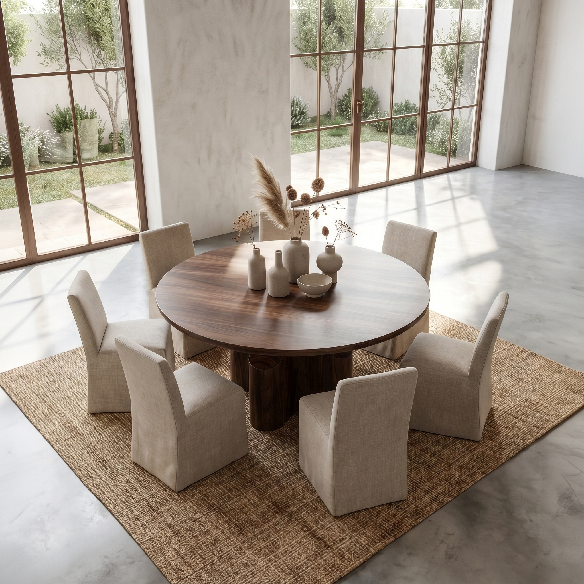 Contemporary Foyer Table With Sculptural Solid Wood Pedestal Base For Entryway And Hallway