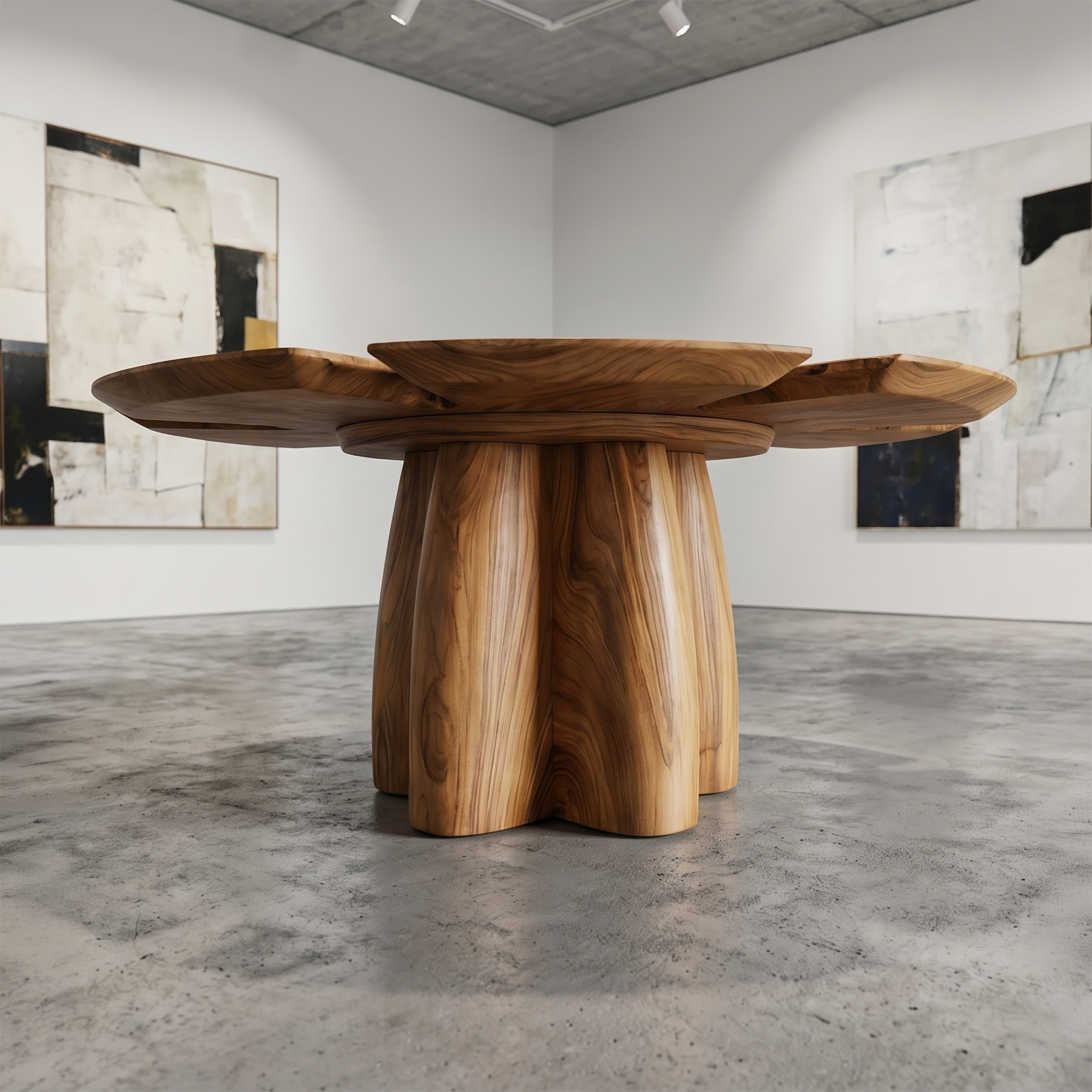 Modern Foyer Table With Sculptural Solid Wood Pedestal Base For Entryway And Hallway