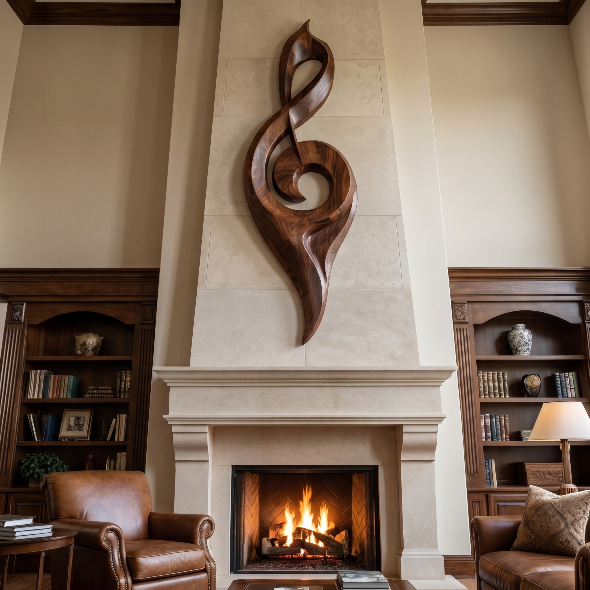 Contemporary Treble Clef Wall Sculpture With Organic Curves For Living Room
